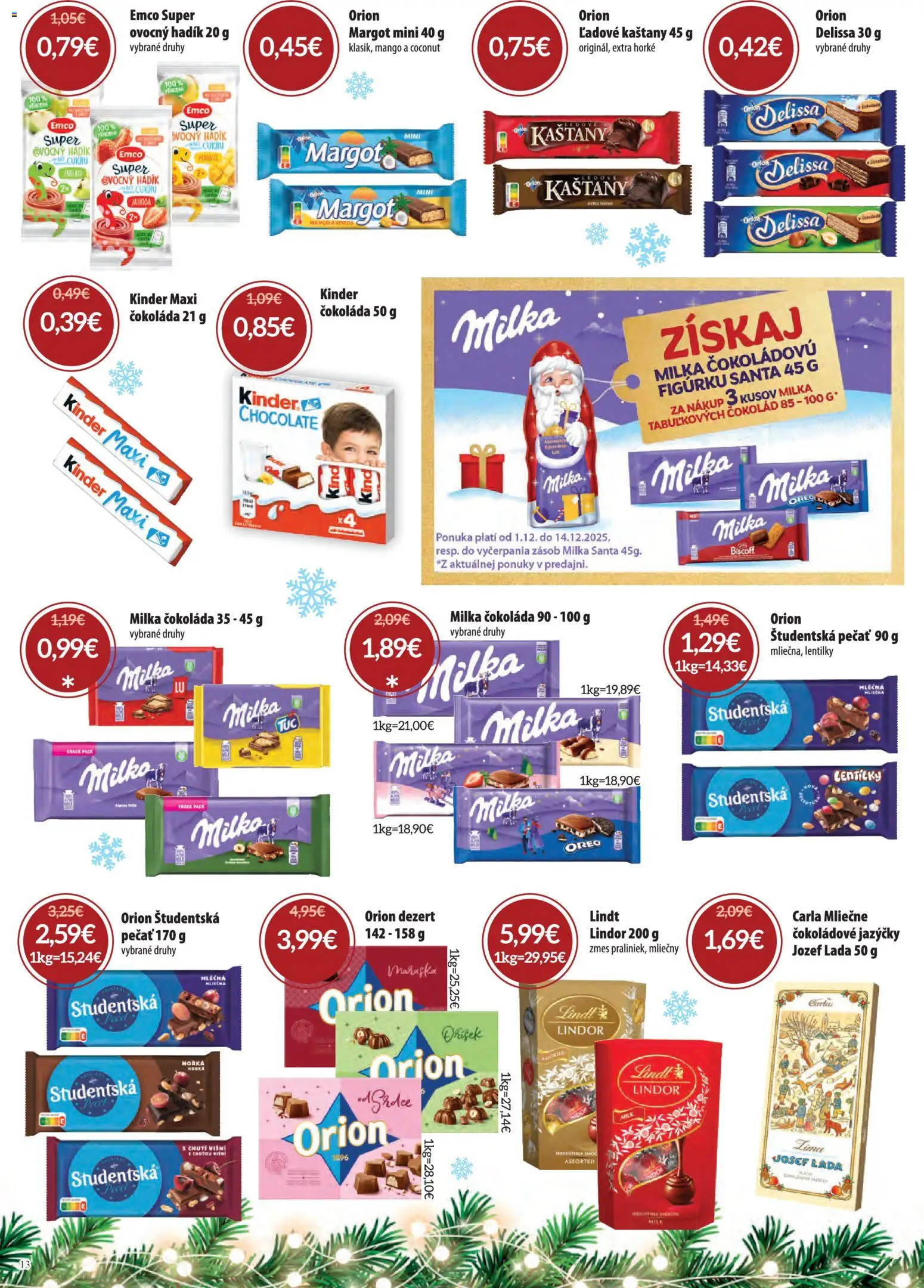 Nové Nitrazdroj akcie – leták je platný od 01.12.2025 | Strana: 13 | Produkty: Lindor, Lindt, Čokoláda, Mango