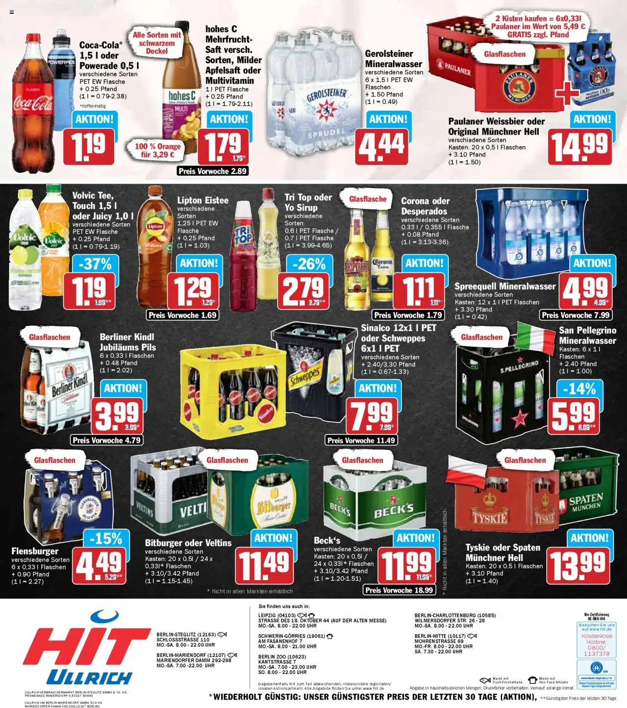HIT Prospekt 	 - gültig ab dem 07.07.2025 | Seite: 19 | Produkte: Coca cola, Weißbier, Flensburger, Hohes c