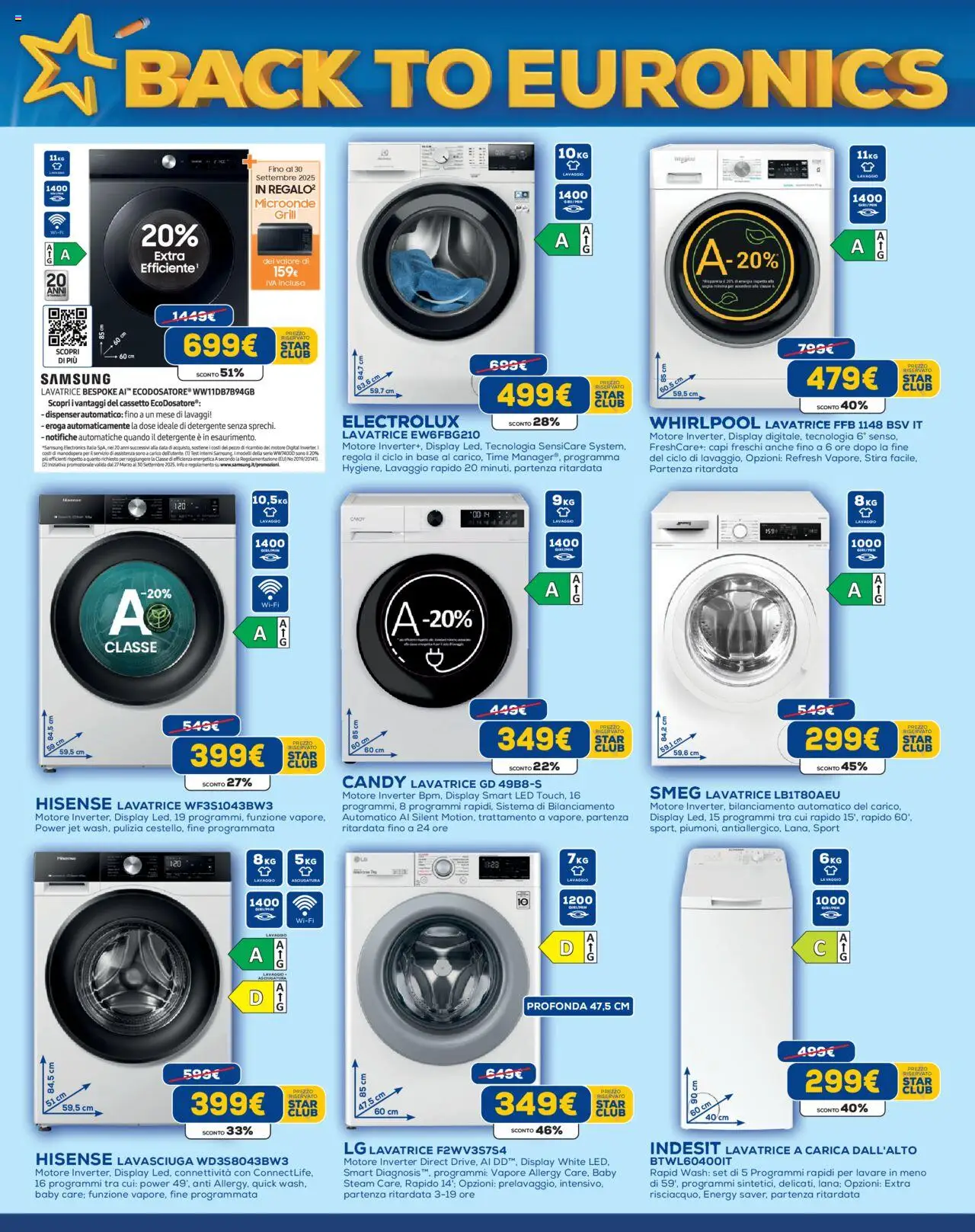 Volantino Euronics del 21.08.2025 | Pagina: 10 | Prodotti: Microonde, Detergente, Lavatrice, Samsung