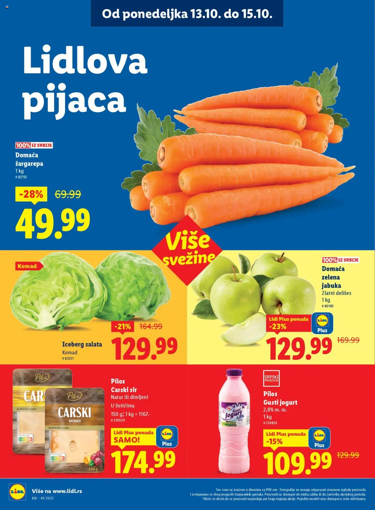 Lidl katalog - važi od 09.10.2025 | Strana: 68 | Proizvode: Šargarepa, Iceberg salata, Sir, Jogurt