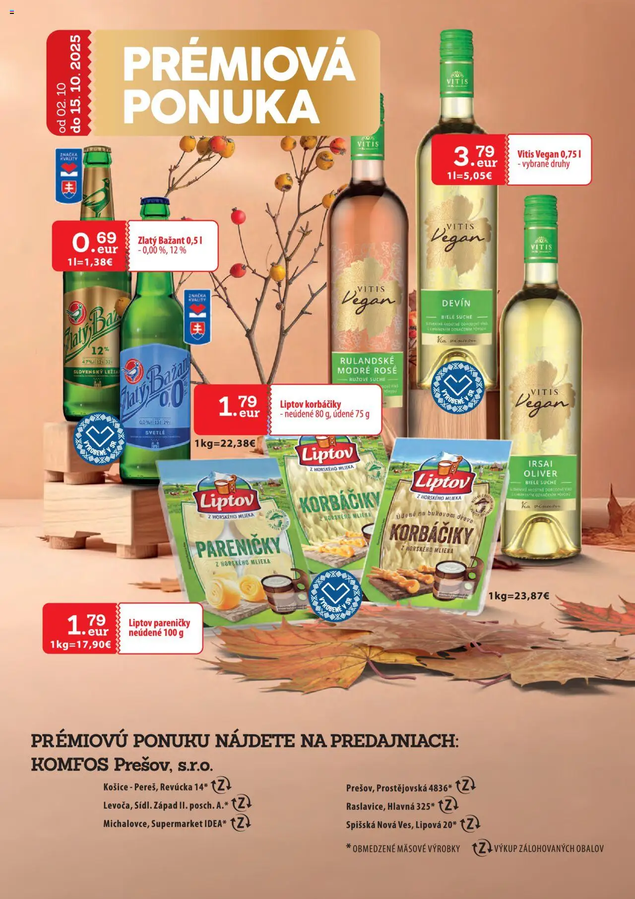 Nové CBA Komfos akcie – leták je platný od 02.10.2025 | Strana: 29 | Produkty: Víno, Zlatý Bažant