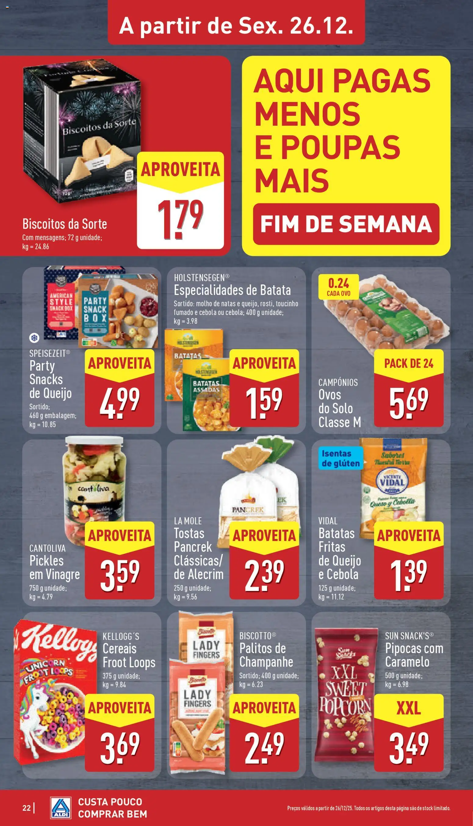 Aldi folheto │ válido de 22.12.2025 | Página: 22 | Produtos: Vinagre, Pipocas, Ovos, Biscoitos