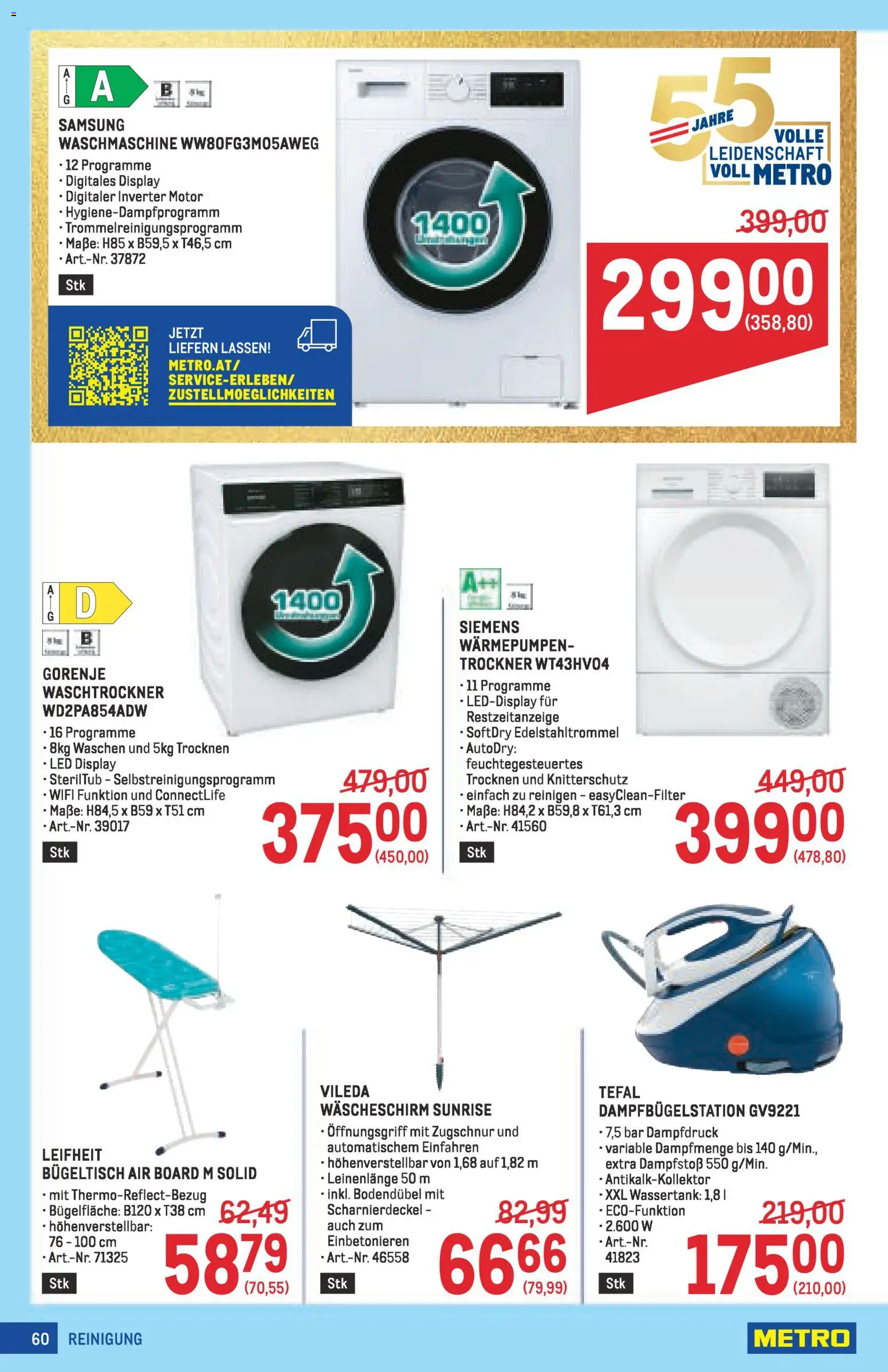 Metro Profi gültig ab 05.03.2026 | Seite: 60 | Produkte: Waschmaschine, Trockner, Samsung