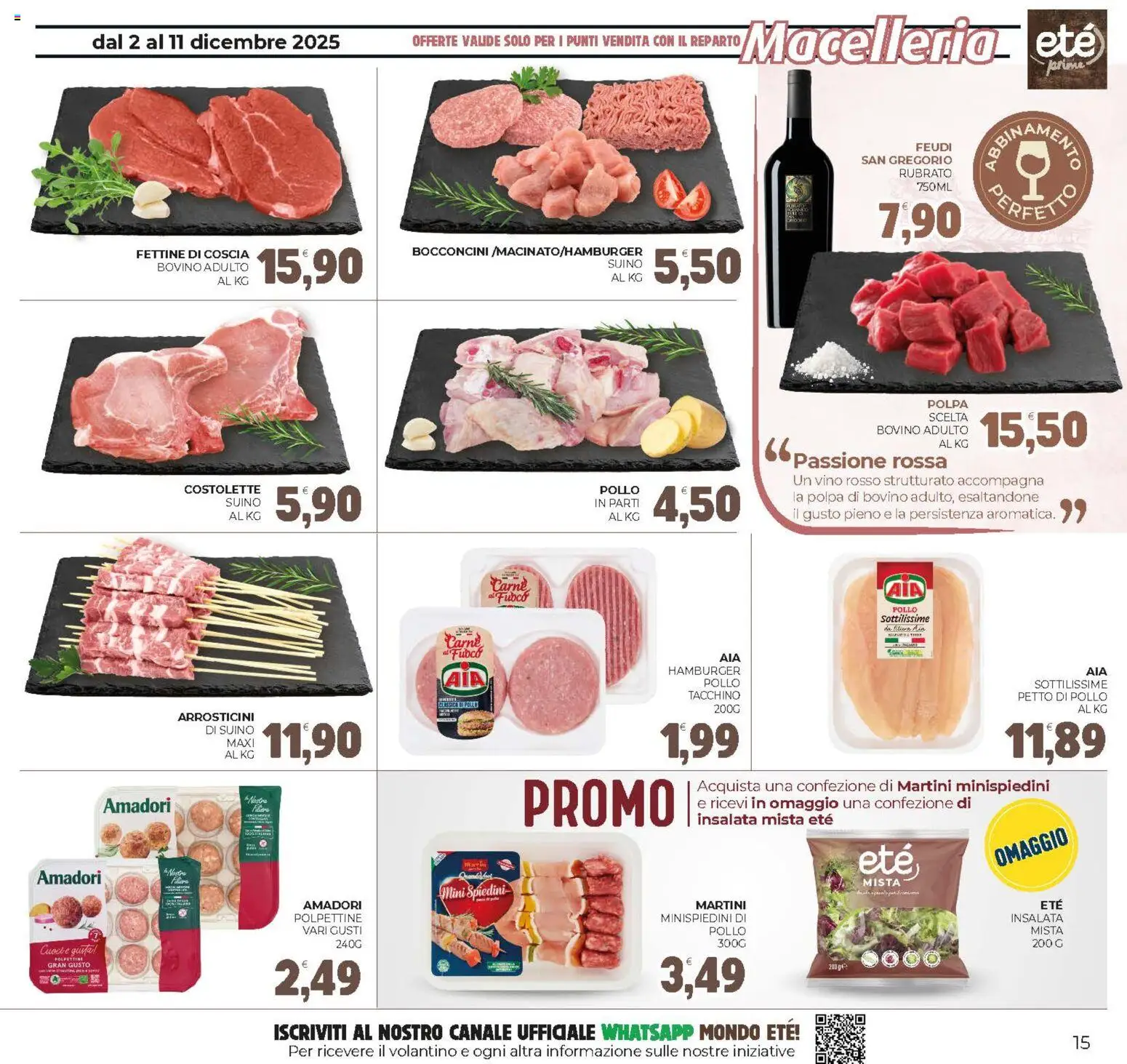 Volantino Eté del 02.12.2025 | Pagina: 15 | Prodotti: Pollo, Suino, Spiedini, Arrosticini