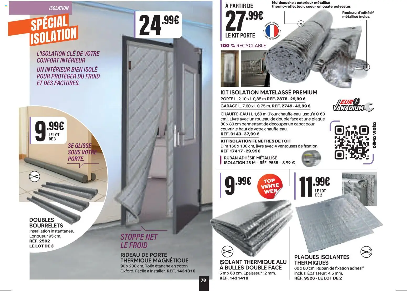 {H1} | Page: 78 | Produits: Vidéo, Isolant thermique, Rouleau, Porte