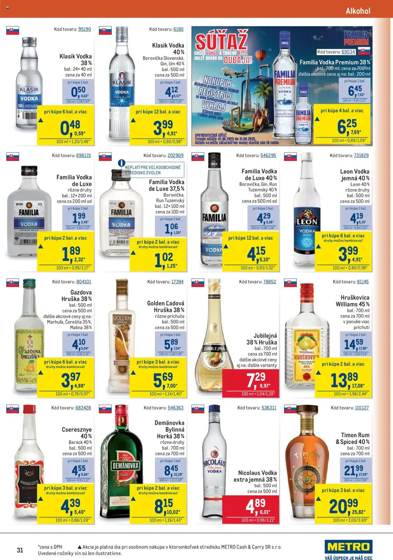 Metro Maloobchod │ platný od 30.07.2025 | Strana: 31 | Produkty: Borovička, Vodka, Alkohol, Rum