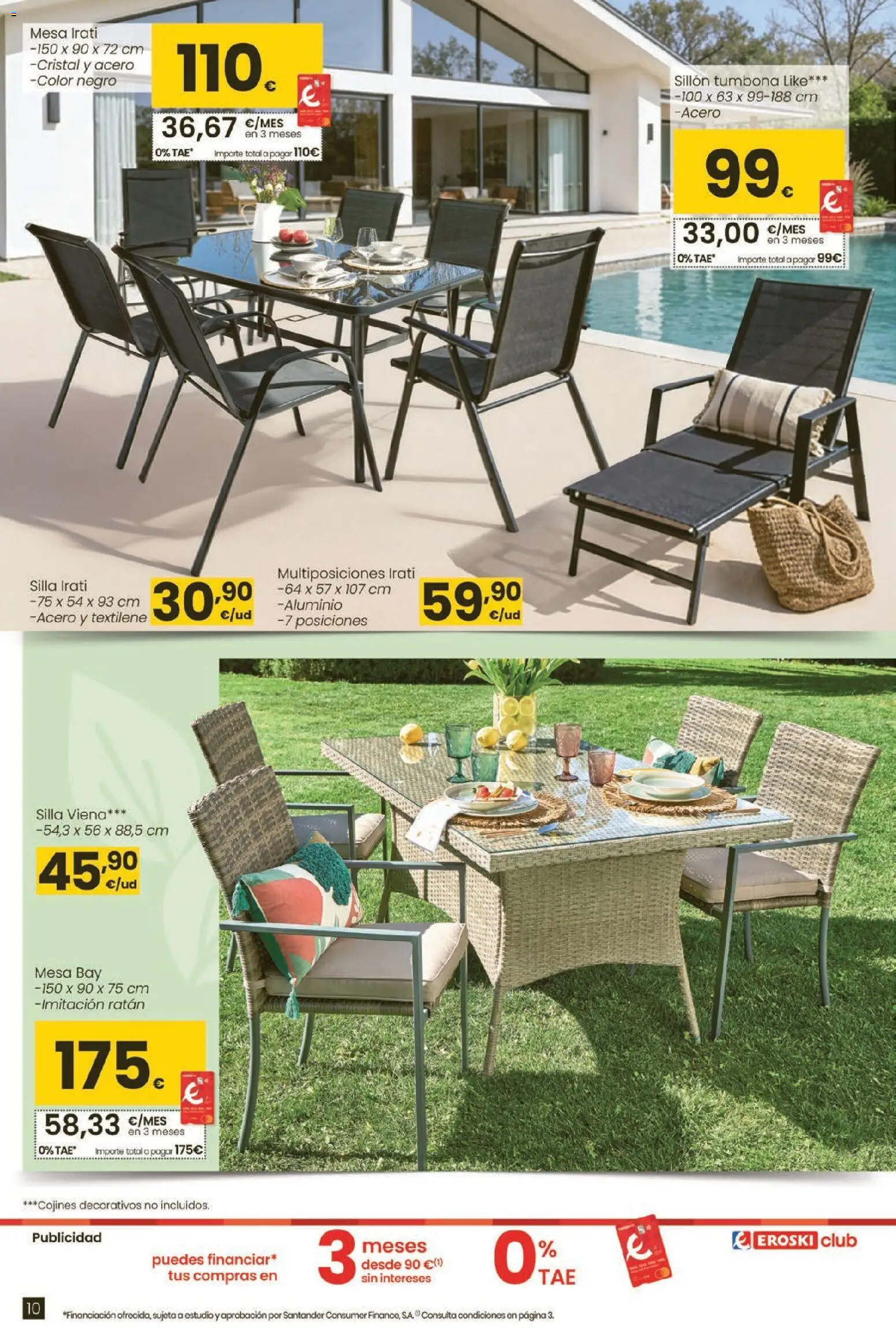 Eroski - Moda primavera-verano 2026 │ válido desde el 26.03.2026 | Página: 10 | Productos: Tumbona, Sillón, Mesa, Silla