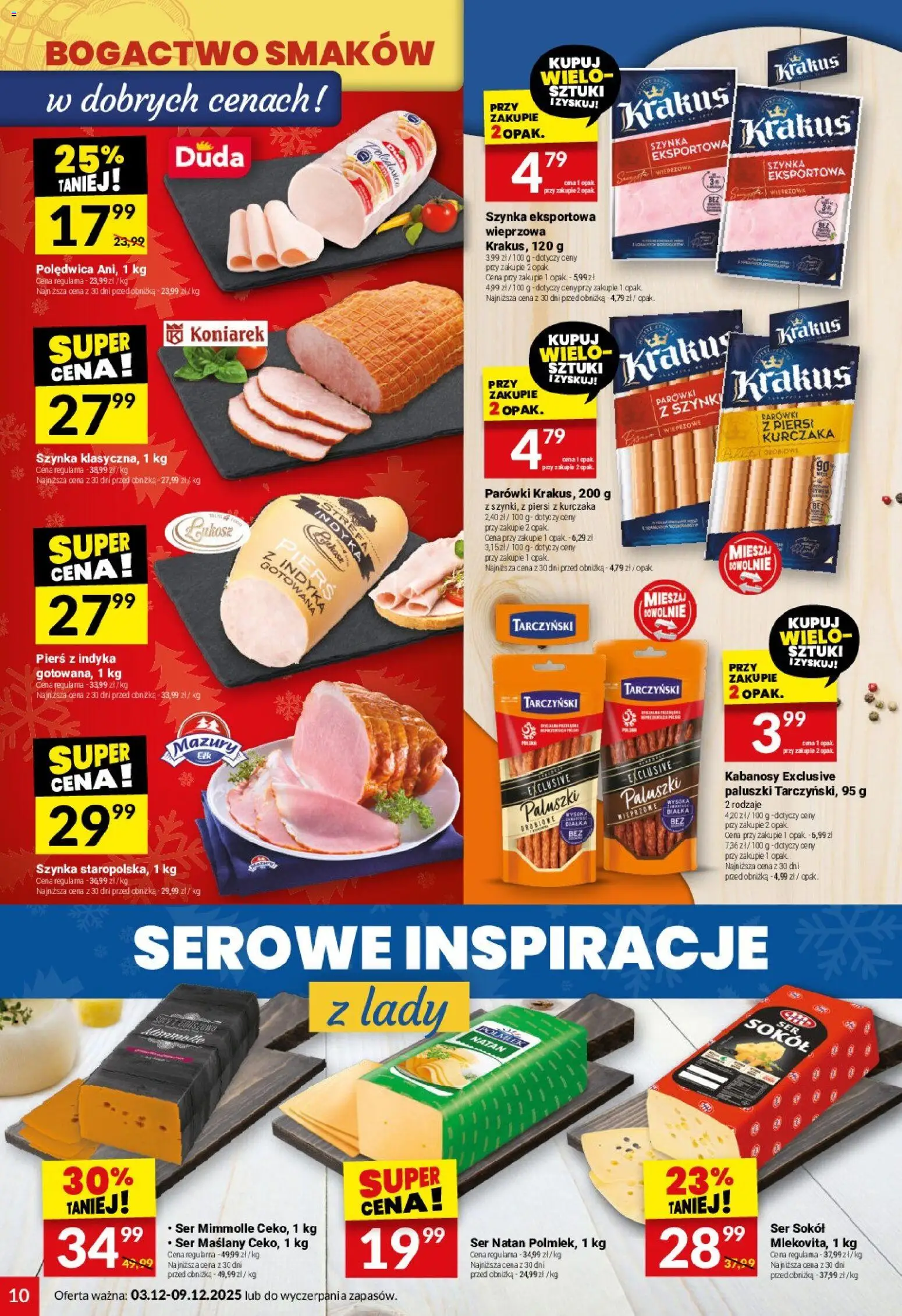 Twój Market Gazetka od 03.12.2025 | Strona: 10 | Produkty: Kabanosy, Szynka, Paluszki, Ser