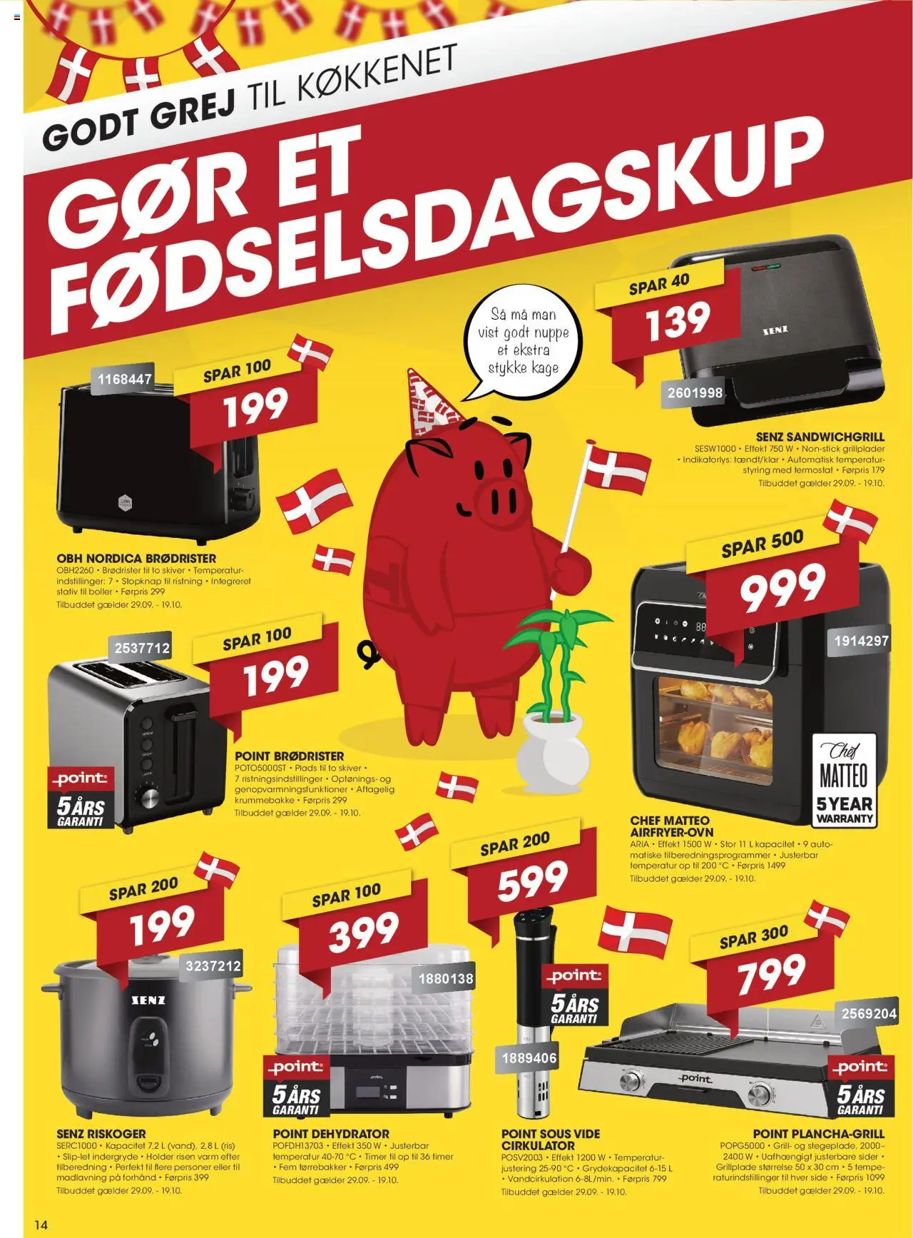 Punkt1 tilbudsavis – gyldig fra 29.09.2025 | Side: 14 | Produkter: Ris, Brødrister, Grill