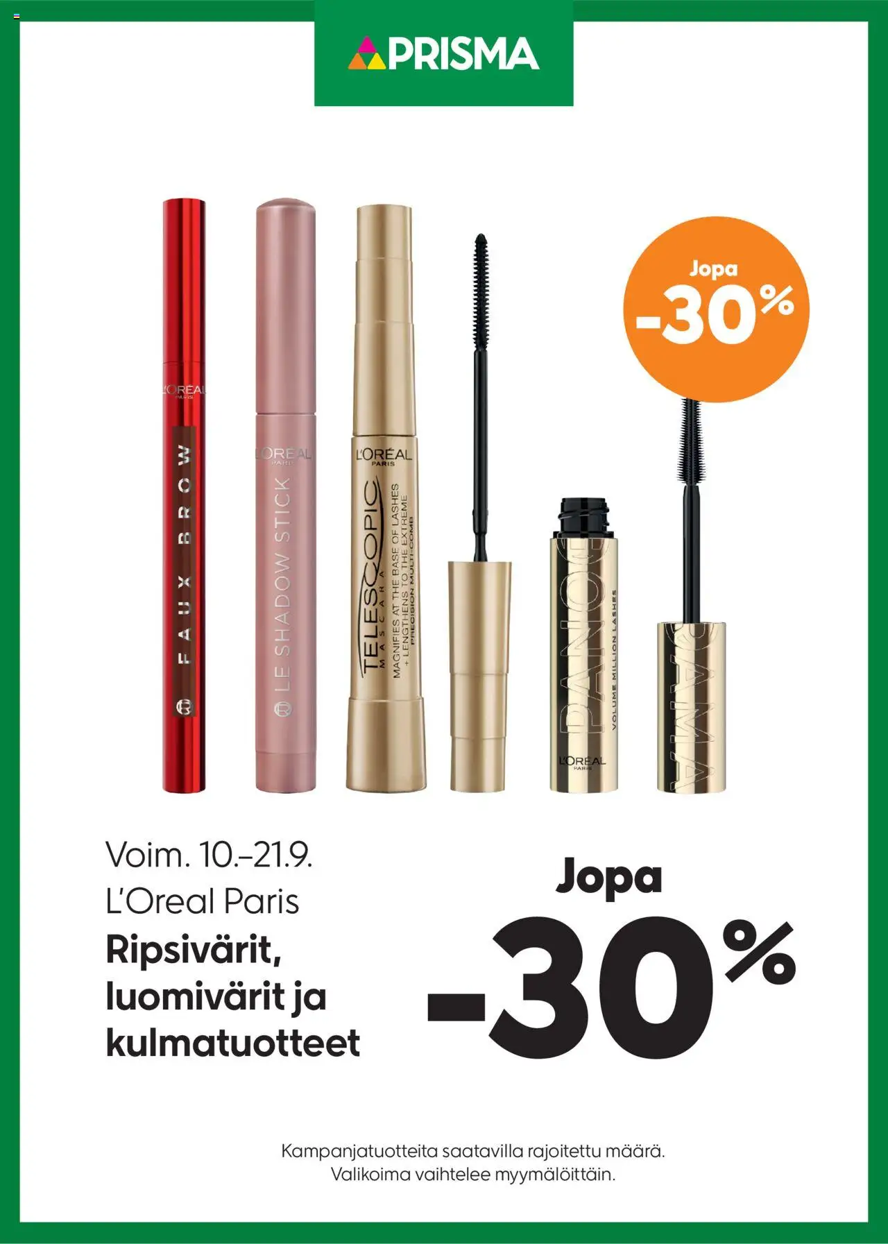 Prisma tarjoukset L’Oreal Paris – voimassa 10.09.2025 alkaen | Sivu: 1