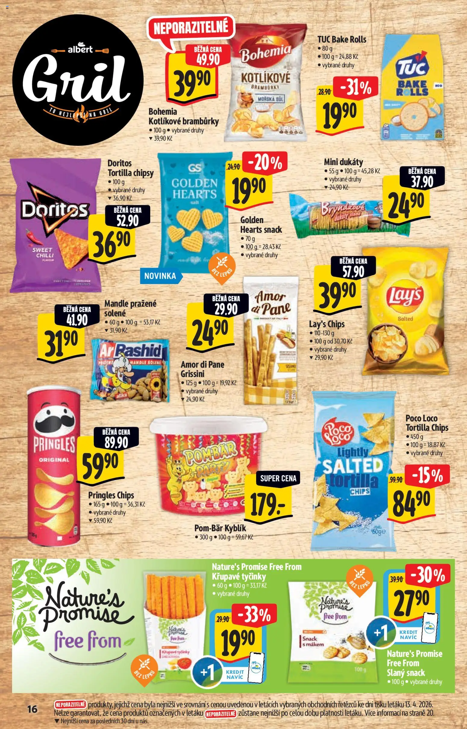 Albert katalog - Hypermarket od 22.04.2026 | Strana: 16 | Produkty: Bramburky, Pringles, Tortilla, Chipsy