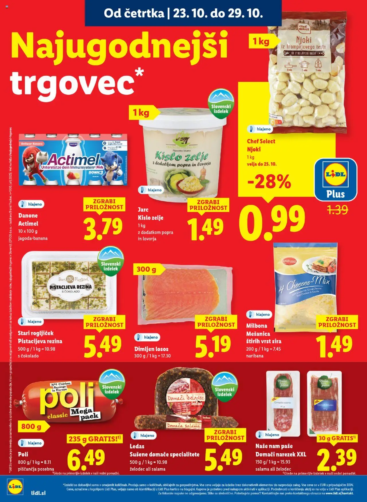 Novi Lidl katalog ponudbe – veljaven od 23.10.2025 | Stran: 6 | Izdelki: Narezek, Losos, Njoki, Cheddar