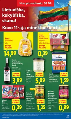 LIDL leidinys galioja nuo 09.03.2026 | Puslapis: 21 | Prekių: Sūrelis, Dešrelės, Krepšelis, Vynas