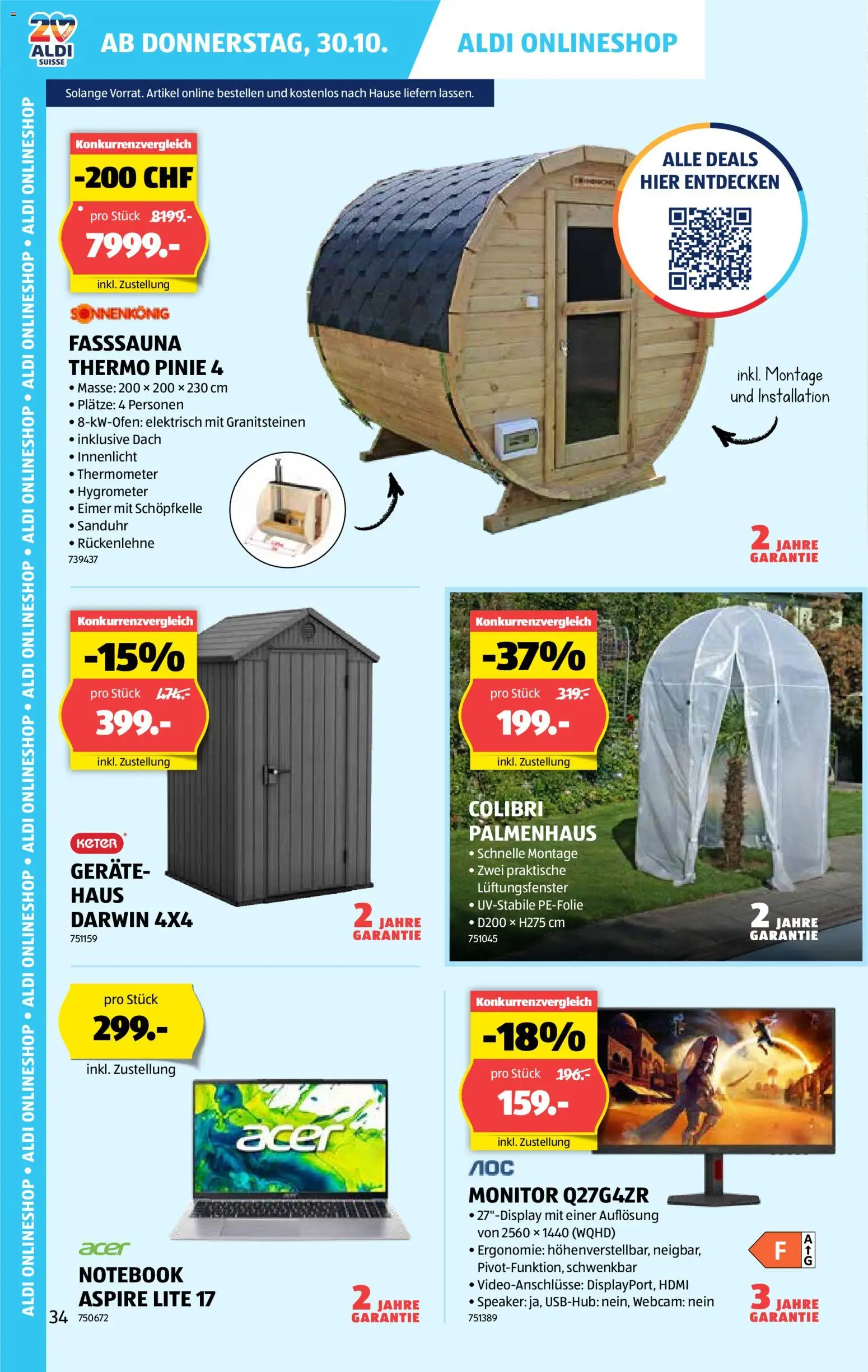 Aldi Aktionen – gültig ab 30.10.2025 | Seite: 35 | Produkte: Notebook, Monitor, Thermometer