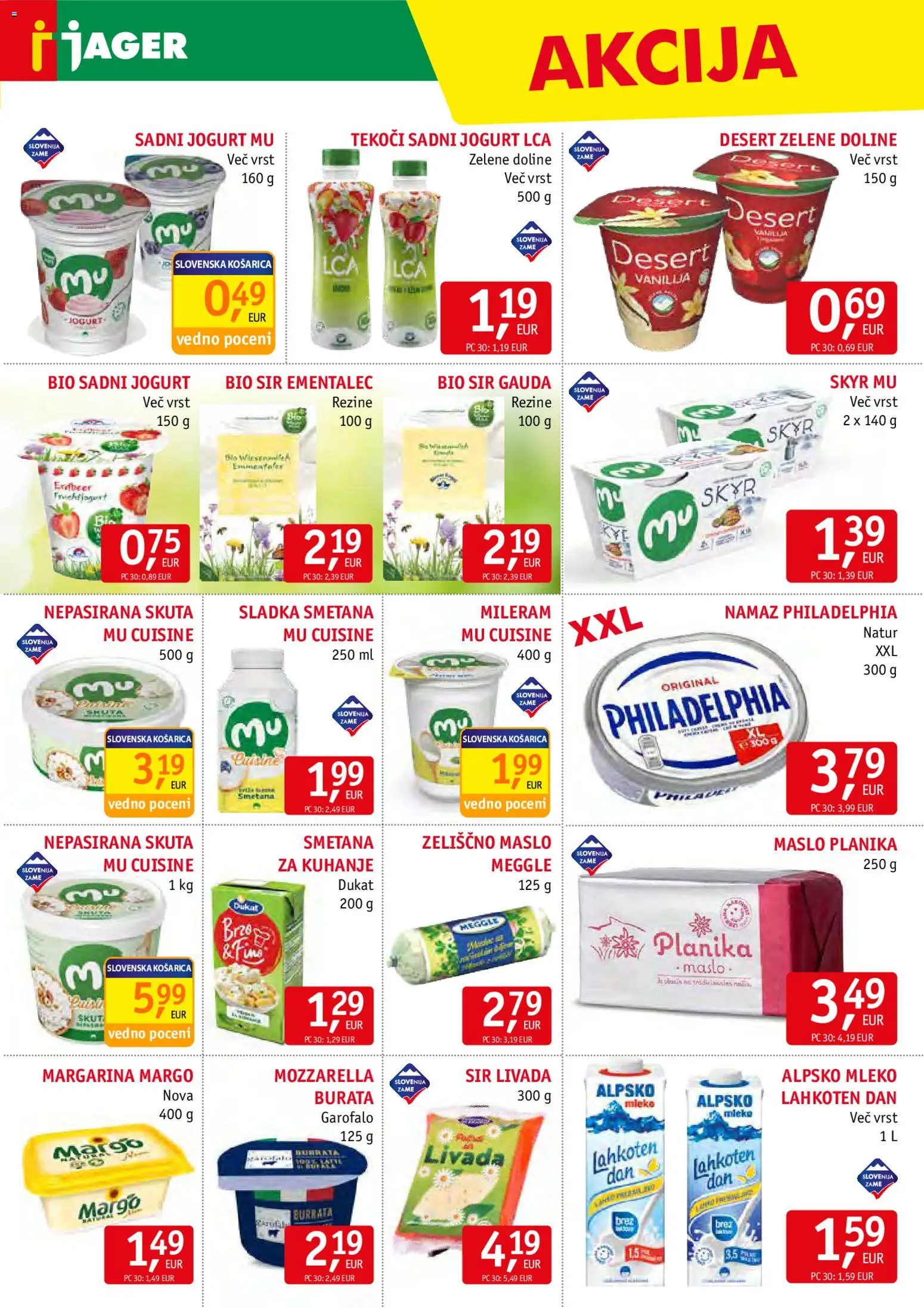 Novi Jager katalog ponudbe – veljaven od 25.03.2026 | Stran: 5 | Izdelki: Gauda, Namaz, Mleko, Sir