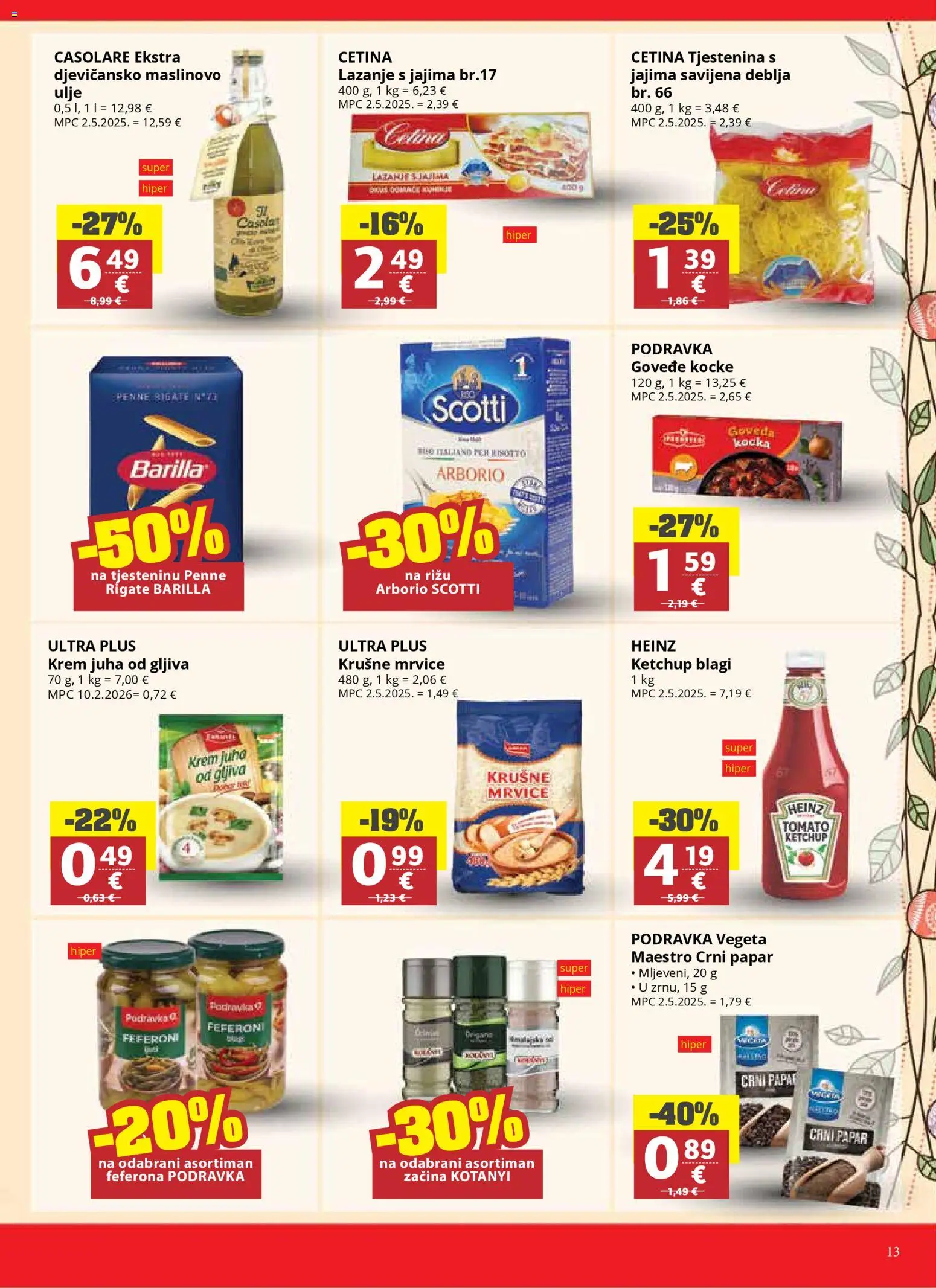 Ultra Gros katalog | vrijedi od 25.03.2026 | Stranica: 13 | Proizvodi: Podravka, Tjestenina, Juha, Papar