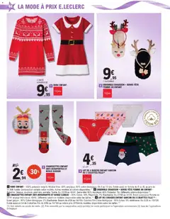 E.Leclerc - Prévisualisation de ROBE ENFANT, 100% polyester recyclé. Modèle frise: 50% acrylique, 50% coton biologique. Du 3 au 12 ans. Existe aussi en femme du S au XL au prix de 11,95€ l'unité. Composition variable selon modèle. Autres modèles et coloris disponibles. valide à partir de 02.12.2025 | Page: 64 | Produits: Robe, Coton, Ballerine