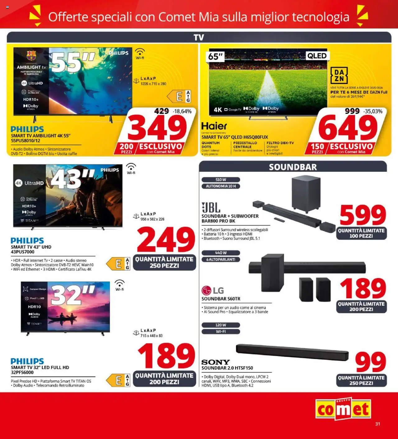 Volantino Comet del 09.10.2025 | Pagina: 31 | Prodotti: Tè, Soundbar, Cuffie, USB