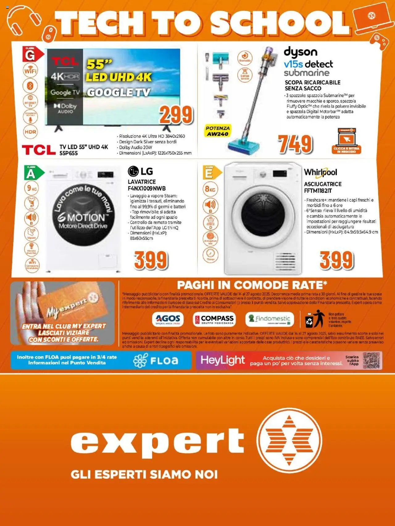 Volantino Expert del 14.08.2025 | Pagina: 27 | Prodotti: Spazzola, Lavatrice, TV, Audio