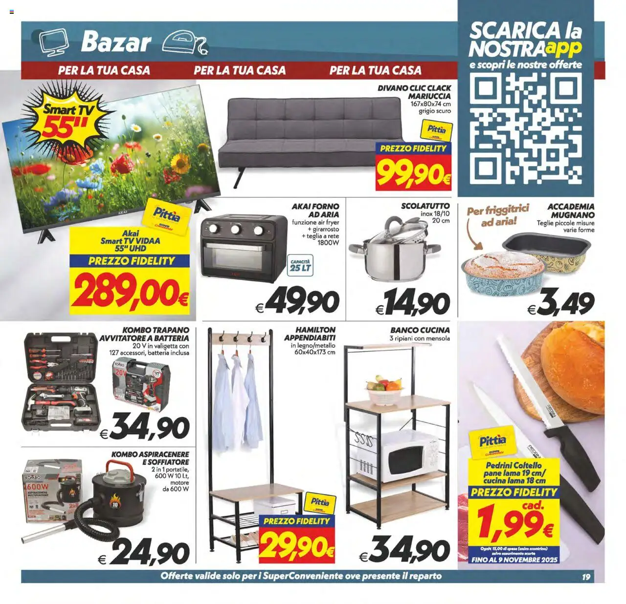 Volantino SuperConveniente del 03.10.2025 | Pagina: 19 | Prodotti: TV, Trapano, Divano, Appendiabiti