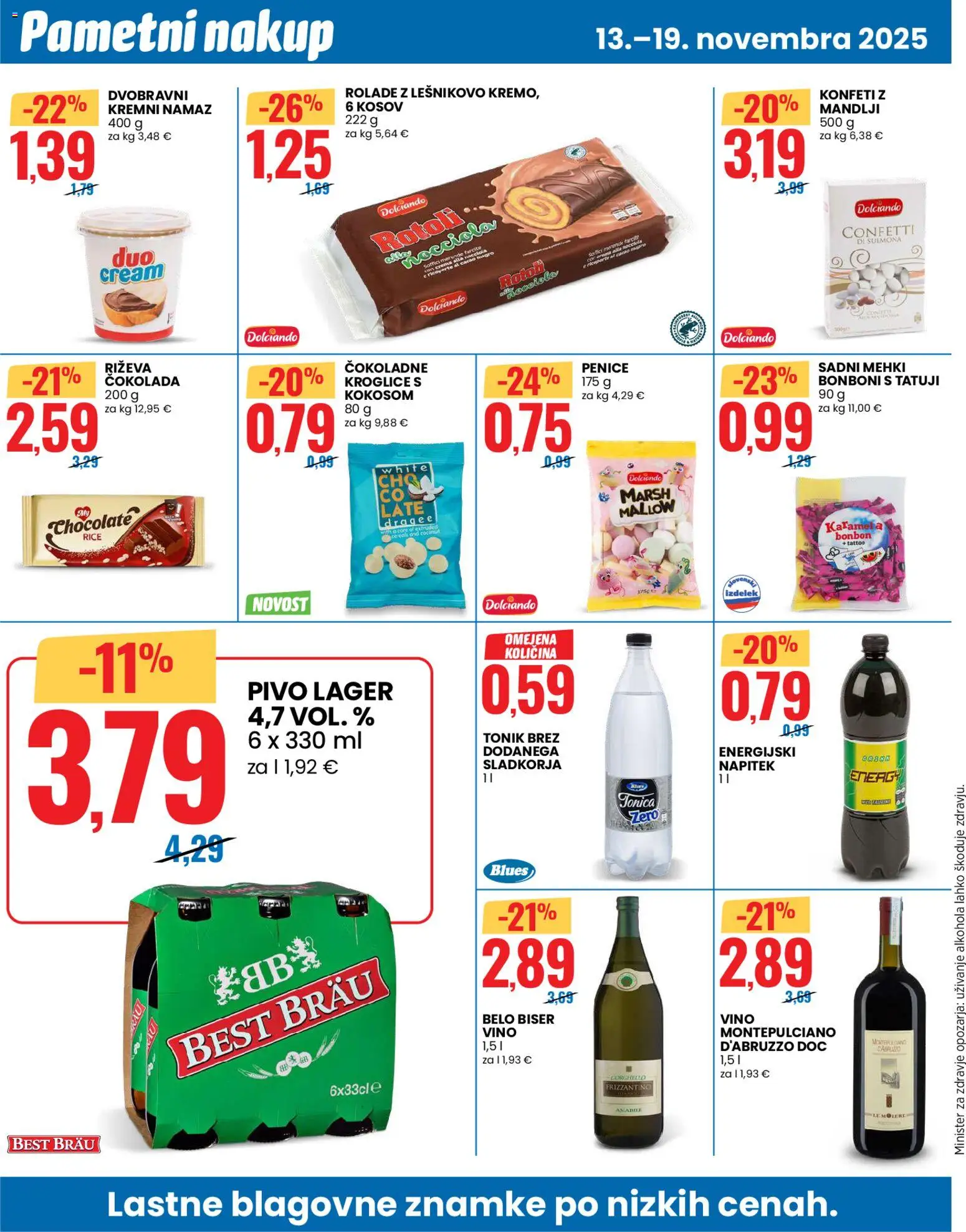 Novi Eurospin katalog ponudbe – veljaven od 13.11.2025 | Stran: 8 | Izdelki: Mandlji, Energijski napitek, Vino, Pivo