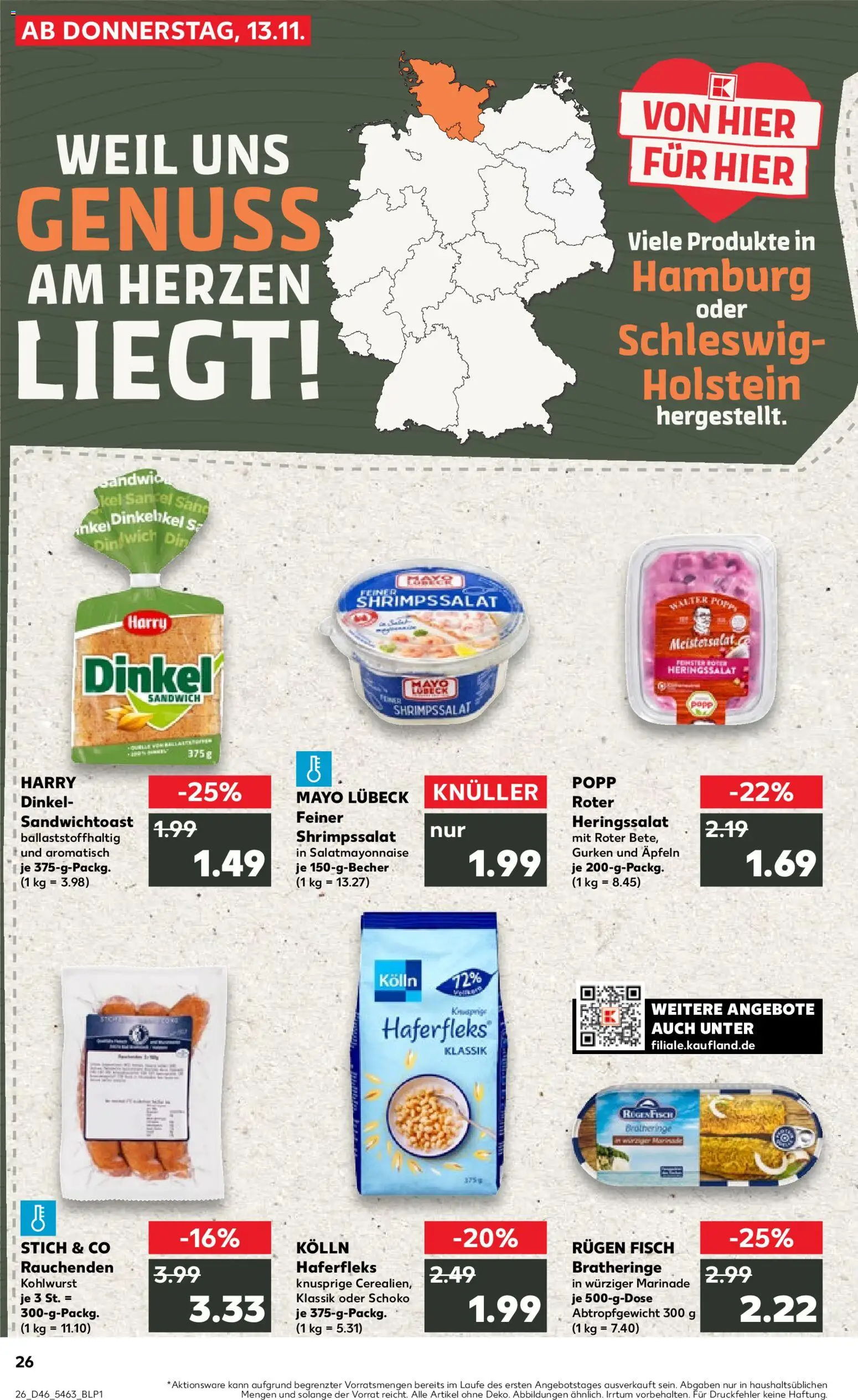 Kaufland prospekt Kiel	 – gültig ab 13.11.2025 | Seite: 26 | Produkte: Kolln, Fisch, Gurken