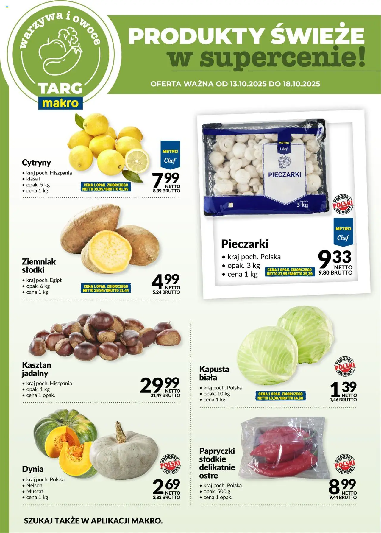 Makro Gazetka - Produkty świeże w supercenie od 13.10.2025 | Strona: 5 | Produkty: Dynia, Pieczarki, Cytryny, Owoce
