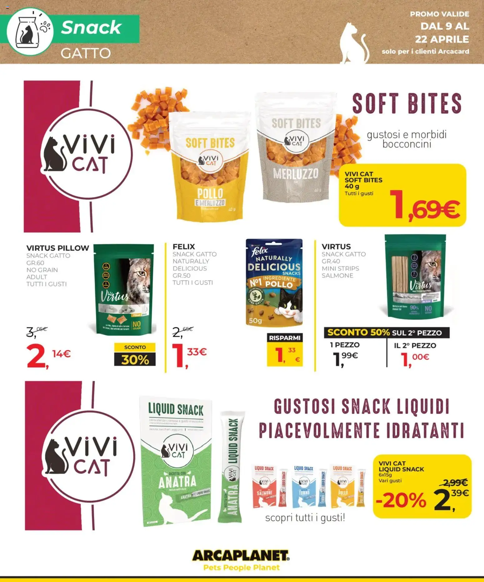 Volantino Arcaplanet del 09.04.2026 | Pagina: 14 | Prodotti: Pollo, Salmone, Merluzzo, Tonno