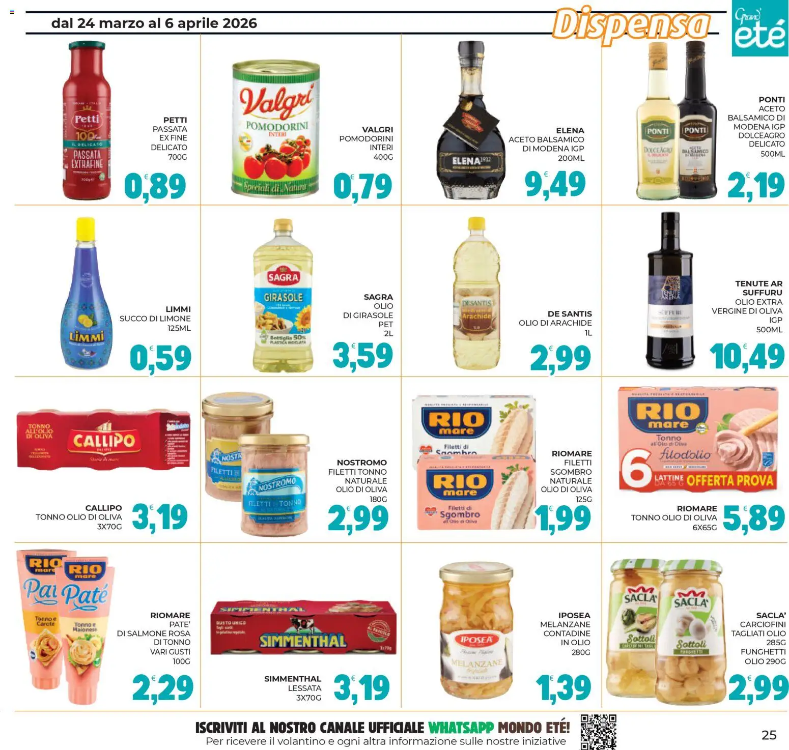 Volantino Eté del 24.03.2026 | Pagina: 25 | Prodotti: Pomodorini, Olio, Tonno, Aceto