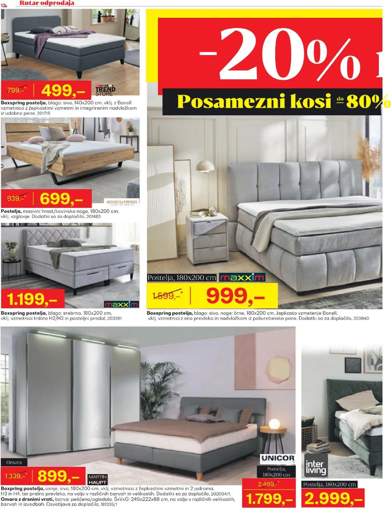 Novi Rutar katalog ponudbe – veljaven od 29.12.2025 | Stran: 12 | Izdelki: Vzmetnica, Omara, Barva