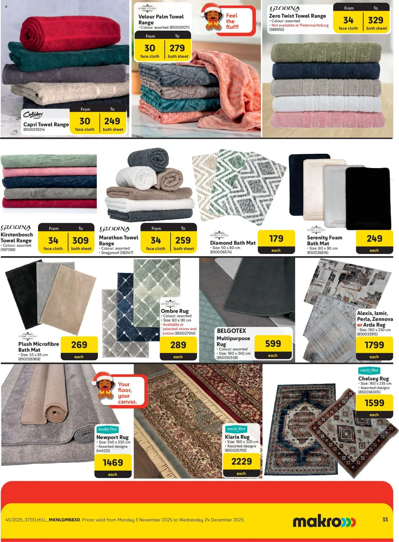 New Makro catalogue – valid from 03.11.2025 | Page: 33 | Products: Bath sheet, Rug, Towel, Foam