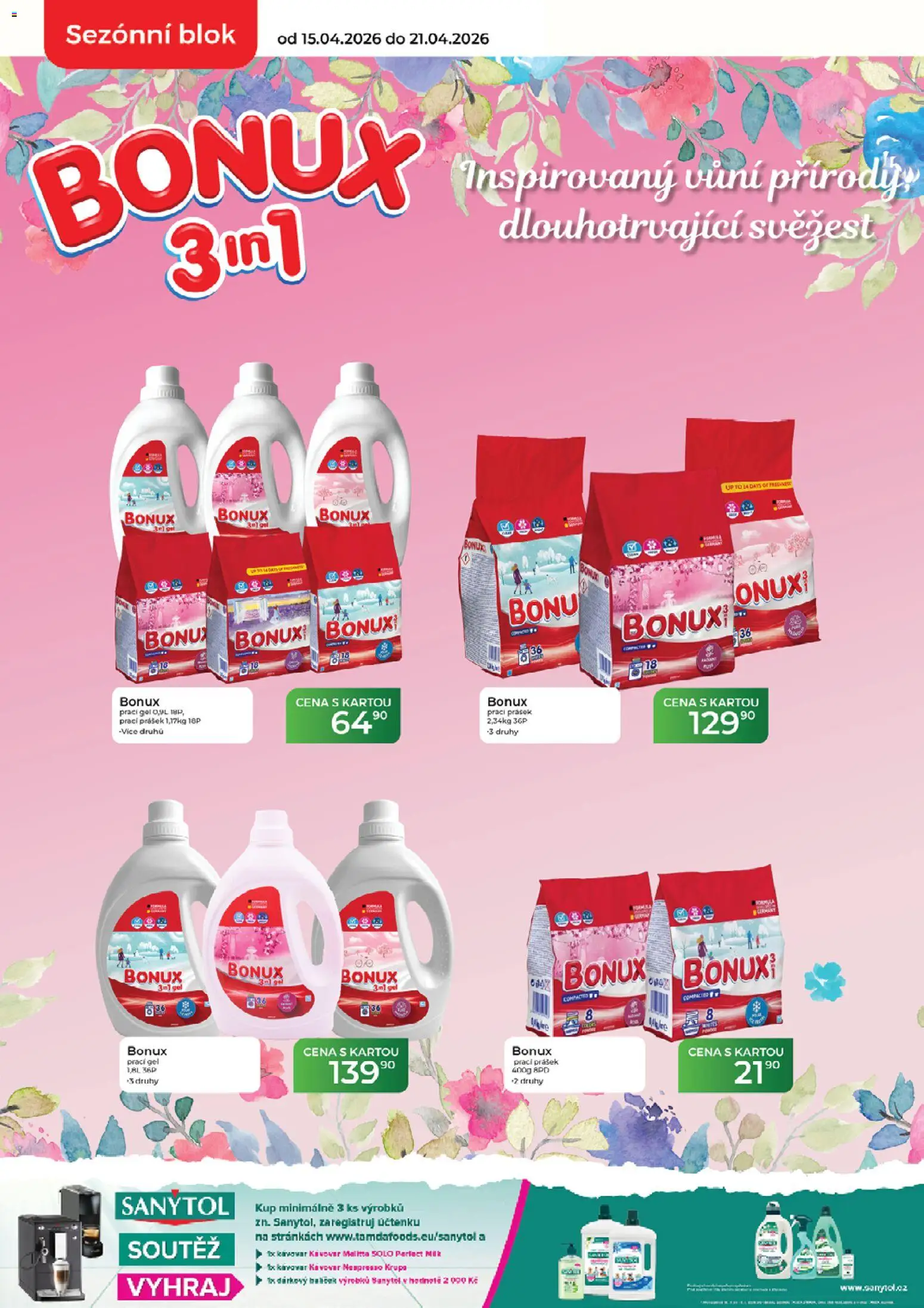 Tamda Foods leták od 15.04.2026 | Strana: 8 | Produkty: Prací gel, Nespresso, Sanytol, Bonux