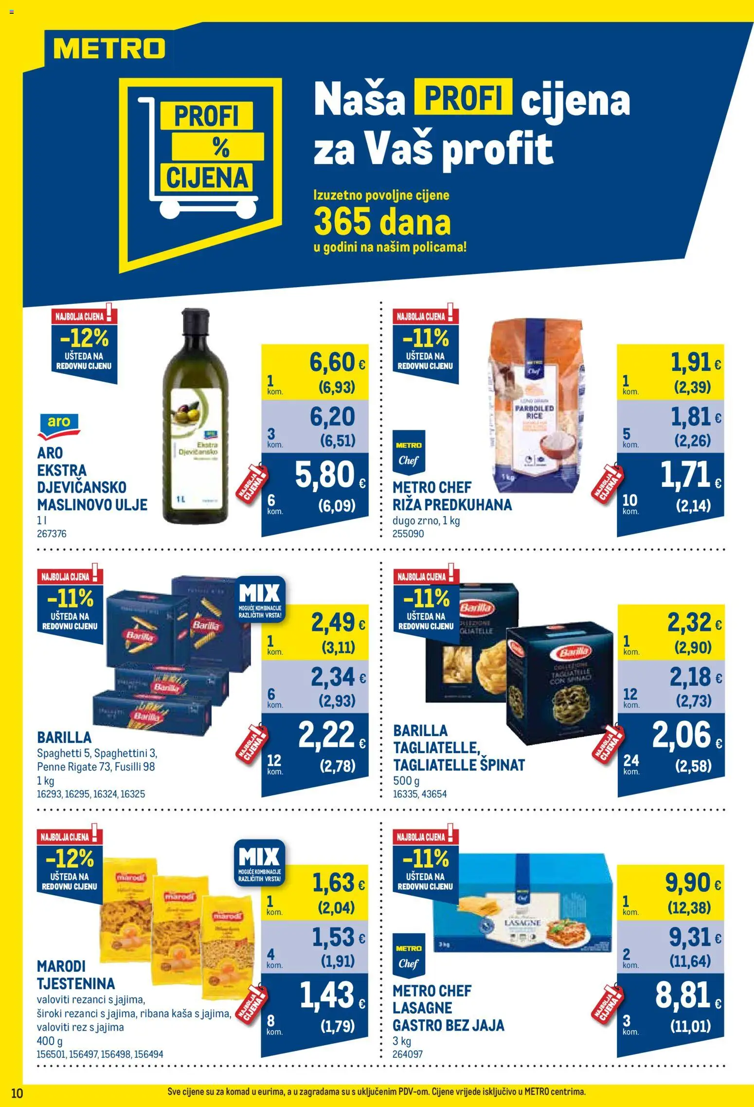 Metro katalog | vrijedi od 01.04.2026 | Stranica: 10 | Proizvodi: Ulje, Maslinovo ulje, Riža, Tjestenina