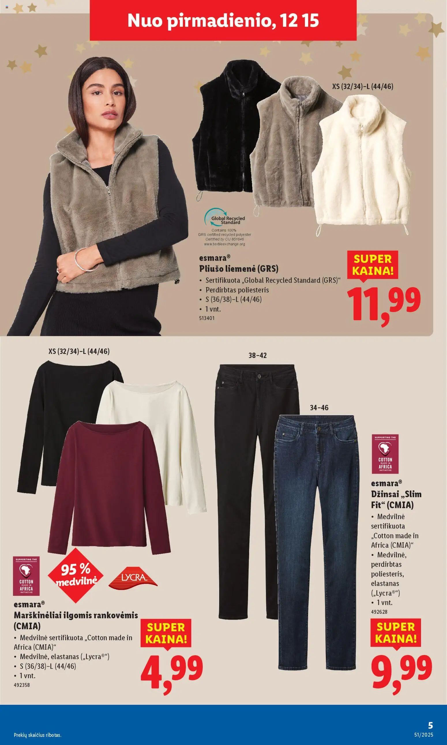 LIDL akcijos nuo 15.12.2025 | Puslapis: 5 | Prekių: Džinsai, Marškinėliai, Liemenė