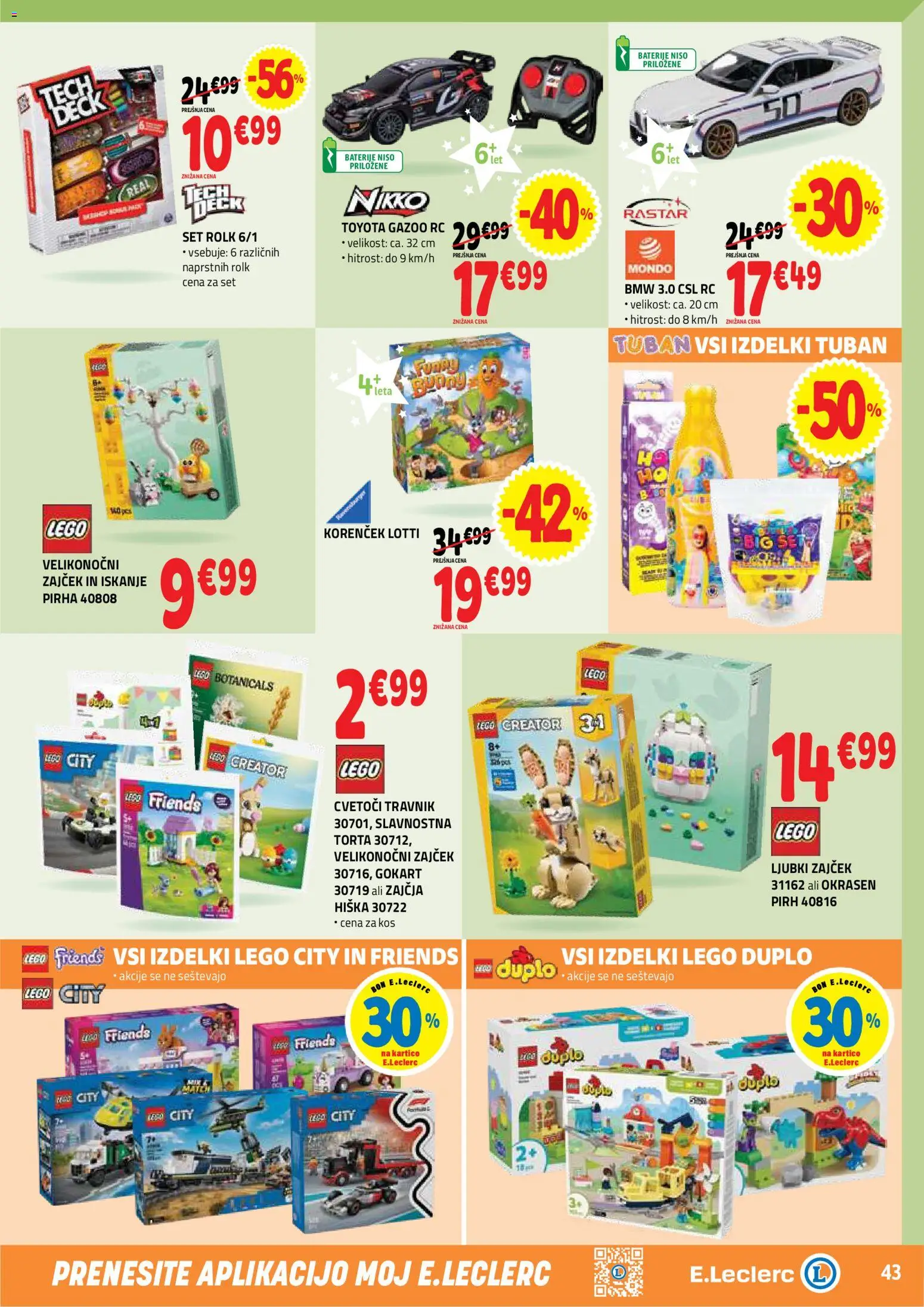 Novi E.leclerc katalog ponudbe – veljaven od 18.03.2026 | Stran: 43 | Izdelki: Torta, Baterije, Kos, Korencek