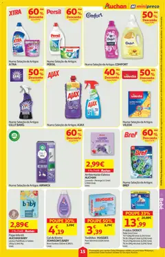 Pré-visualização Auchan folheto válido de 08.01.2026 | Página: 15 | Produtos: Fraldas, Fraldas dodot, Gel de banho, Persil