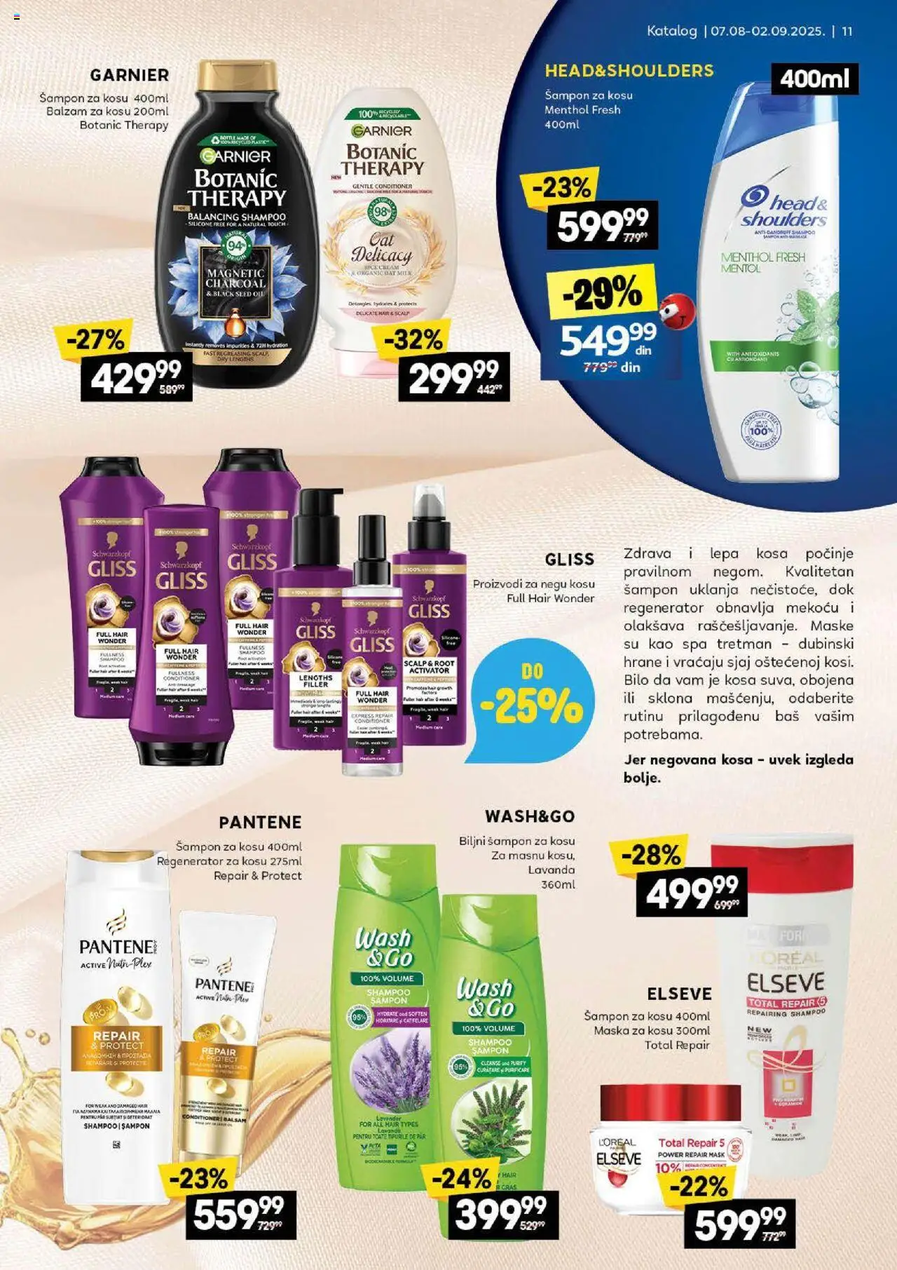 Idea katalog - važi od 07.08.2025 | Strana: 11 | Proizvode: Garnier, Pantene, Maska za kosu, Balzam za kosu