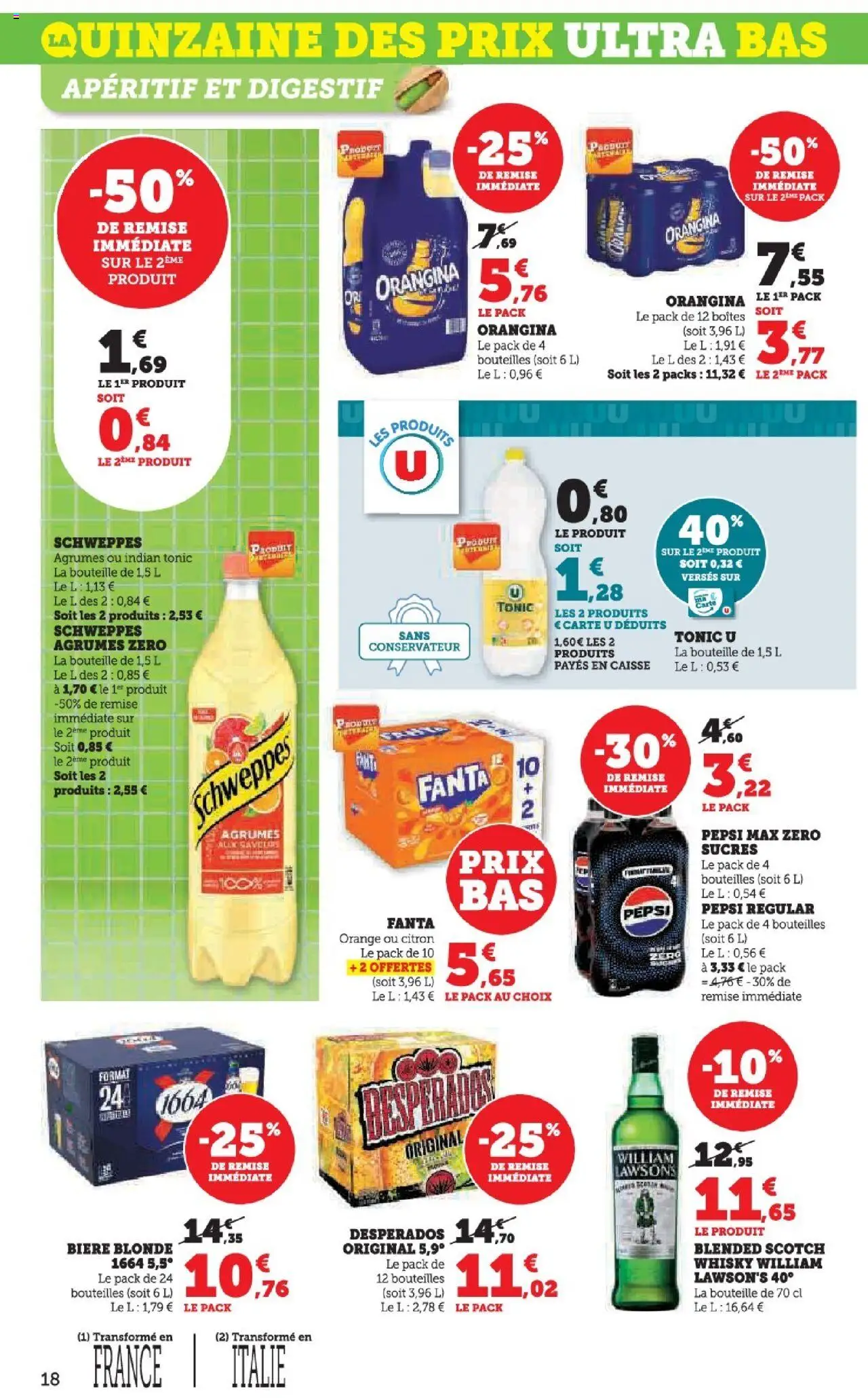  | Page: 18 | Produits: Whisky, Orange, Bière blonde, Pepsi Max