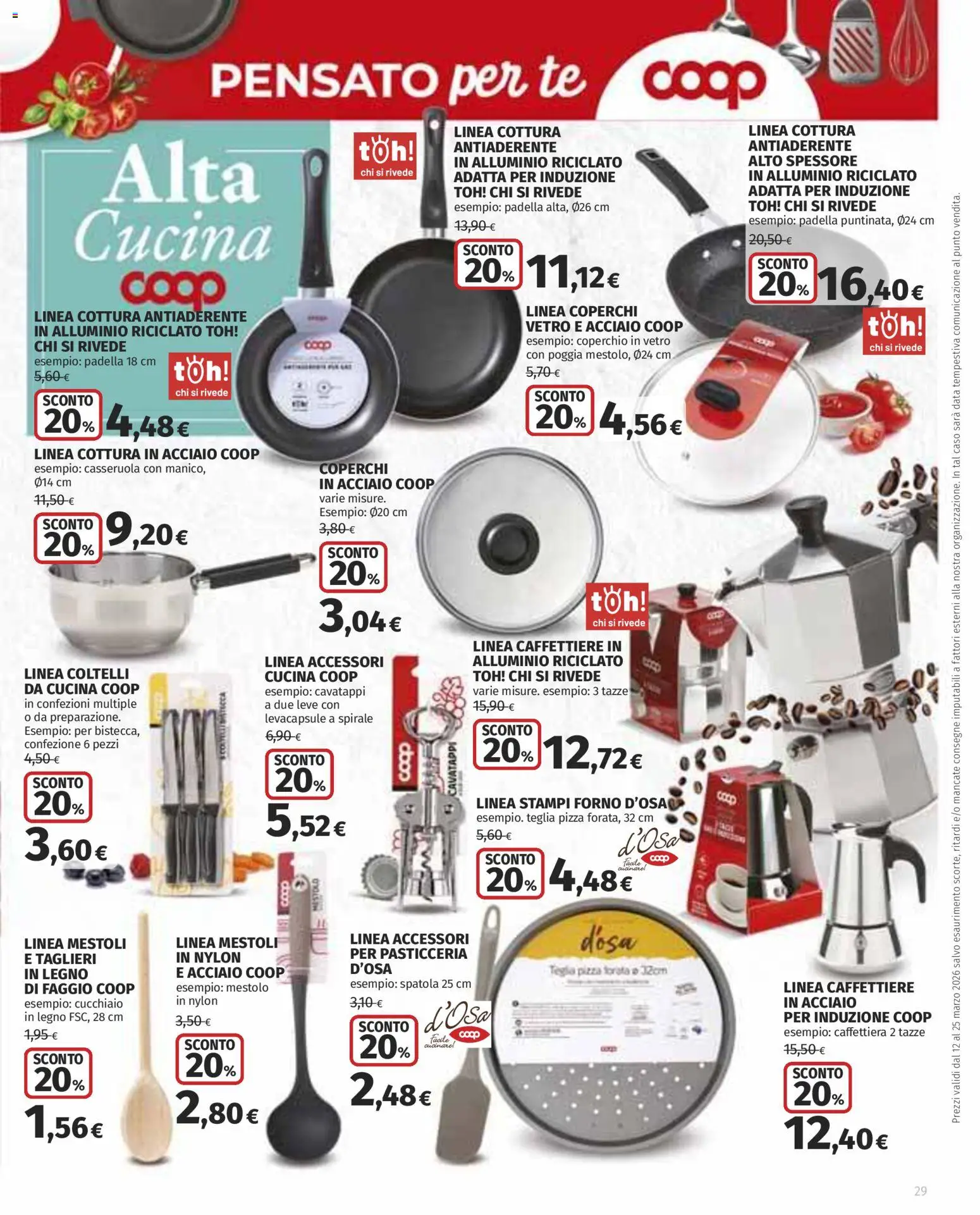 Volantino Ipercoop del 12.03.2026 | Pagina: 29 | Prodotti: Cavatappi, Tè, Data, Padella
