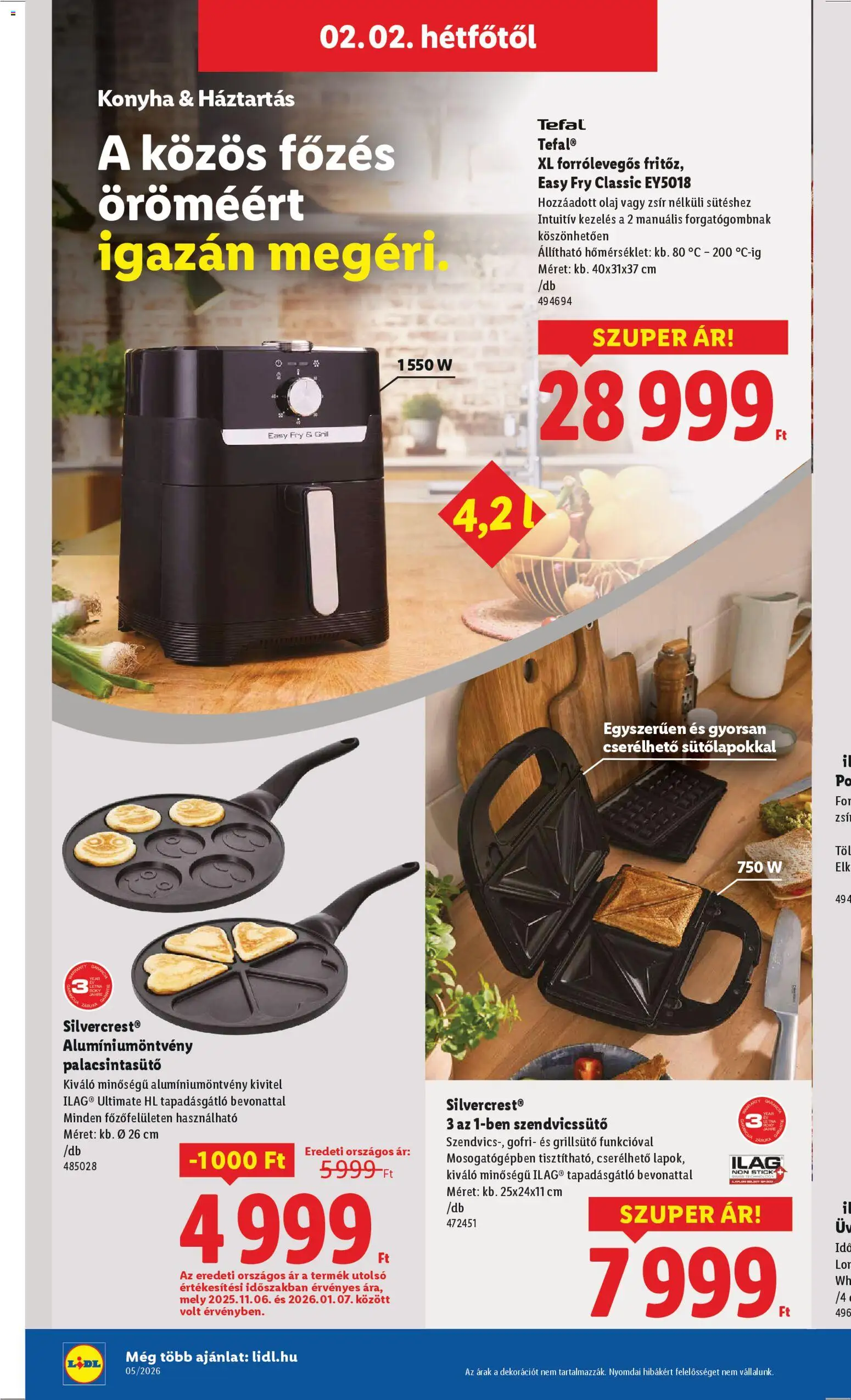 Lidl akciós ujság - amely érvényes a következő dátumtól: 29.01.2026 | Oldal: 16 | Termékek: Grillsütő, Tefal, Szendvicssütő, Olaj