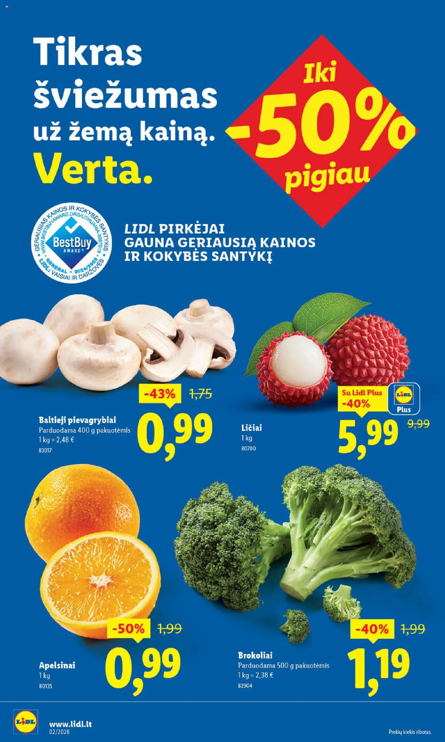 LIDL akcijos nuo 05.01.2026 | Puslapis: 20 | Prekių: Pievagrybiai, Apelsinai