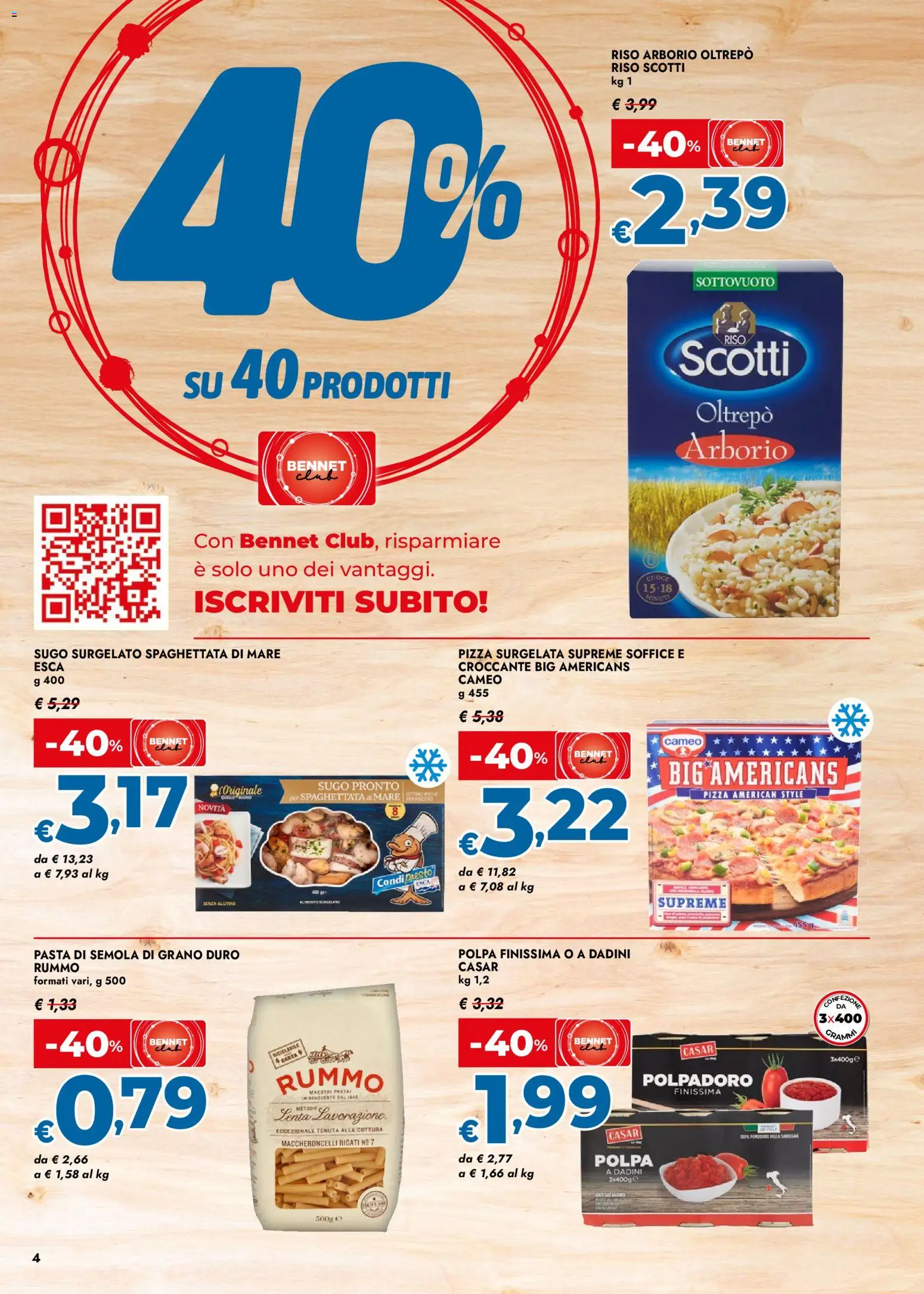 Volantino bennet del 02.01.2026 | Pagina: 4 | Prodotti: Pizza, Riso, Pasta, Sugo