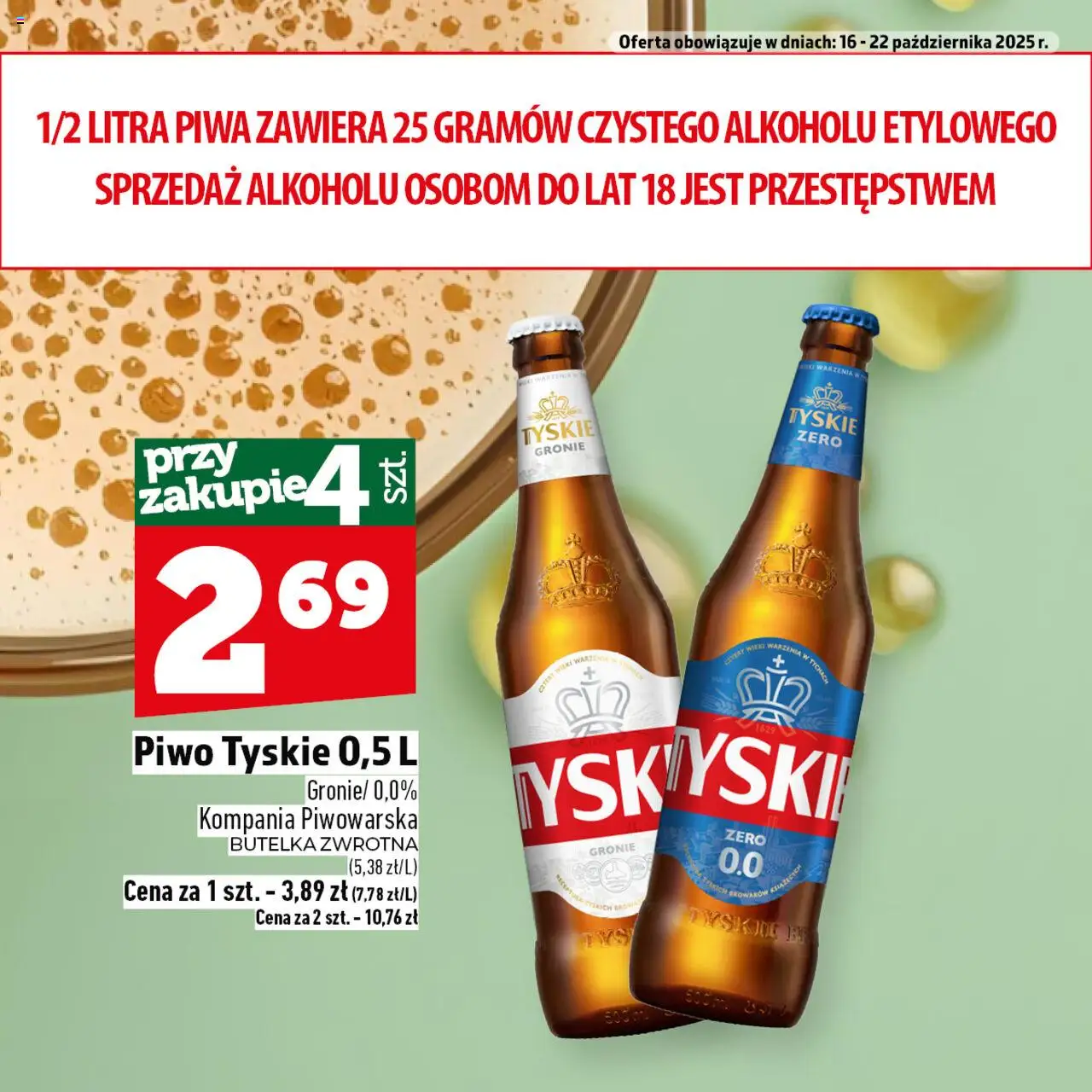Topaz Gazetka - Ogródek Piwosza od 16.10.2025 | Strona: 4 | Produkty: Tyskie, Piwo