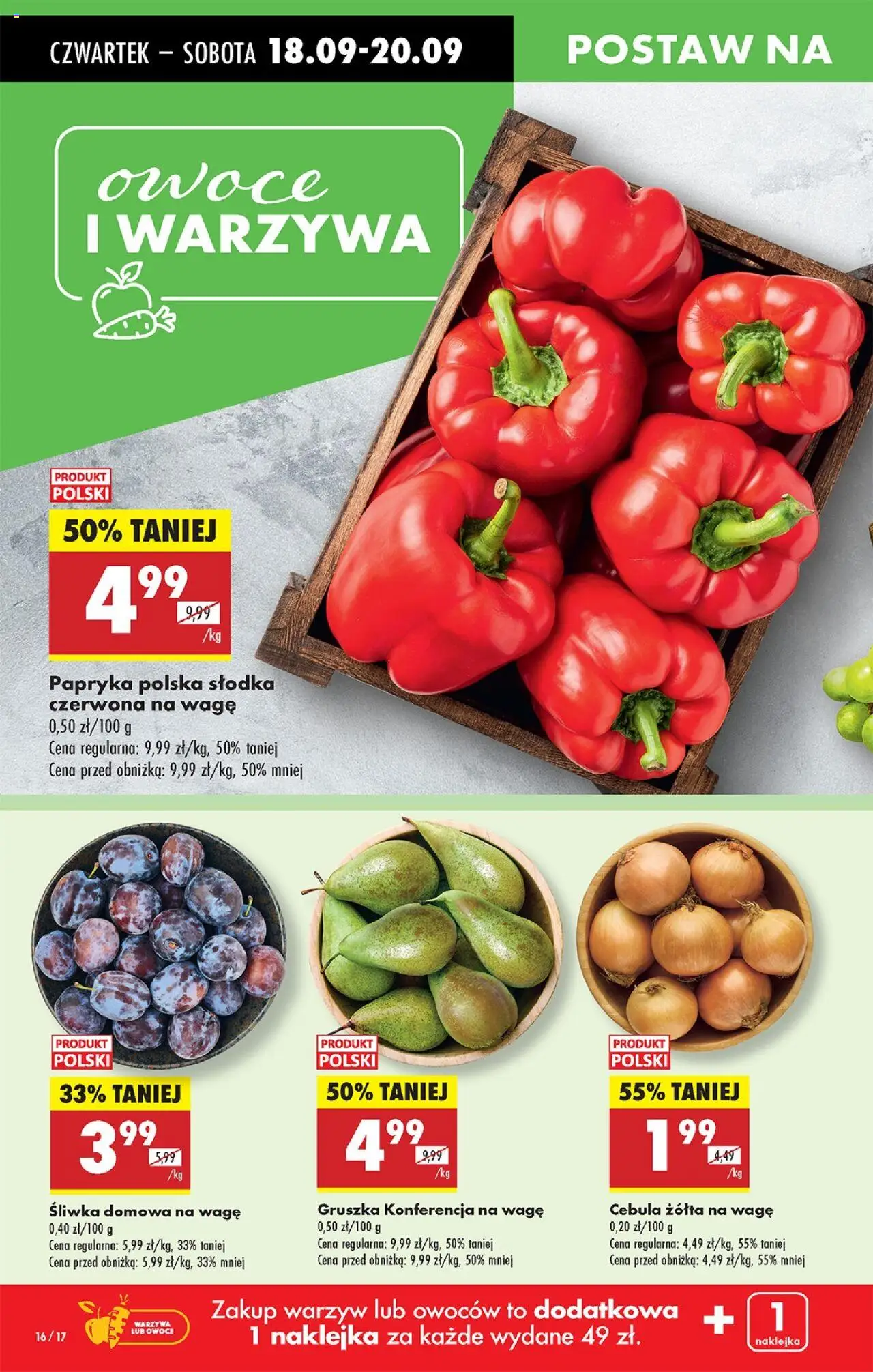 Biedronka gazetka - Oferta w tym tygodniu od 18.09.2025 | Strona: 18 | Produkty: Gruszka, Papryka, Warzywa, Owoce