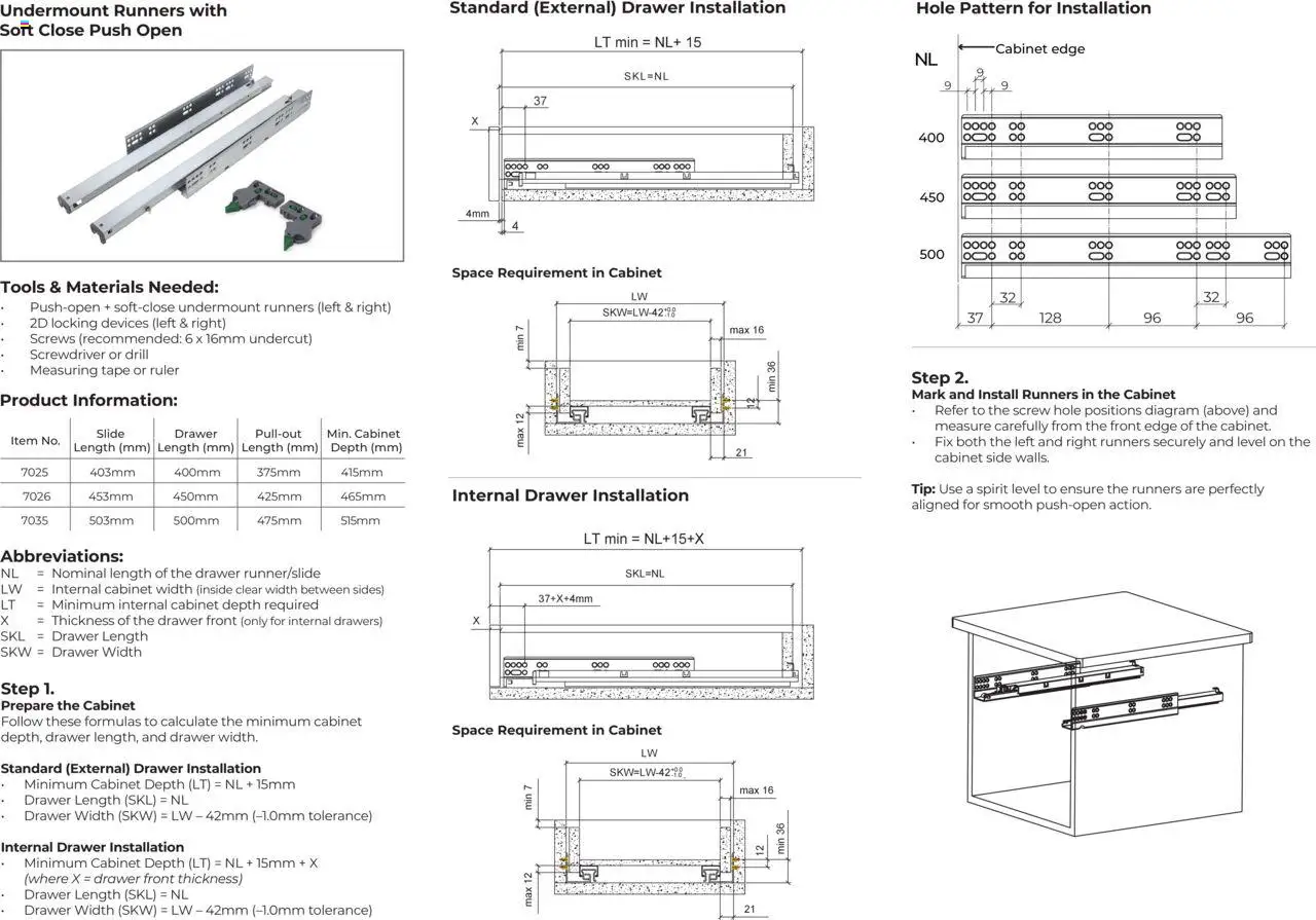 Gelmar - Undermount Runner with Push Open & Soft Close │ valid from 01.09.2025 | Page: 2 | Products: Drill, Tape