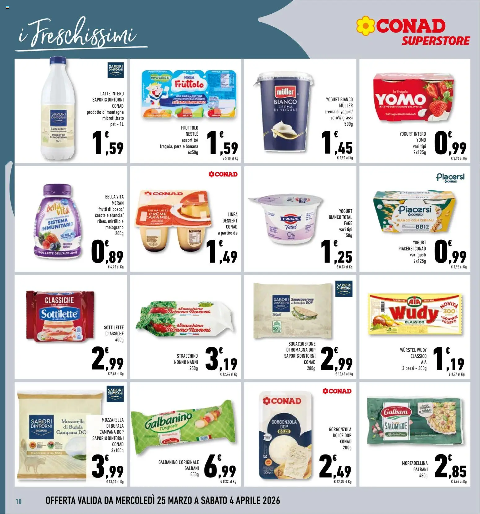Volantino Conad del 25.03.2026 | Pagina: 10 | Prodotti: Crema, Tè, Pera, Gorgonzola