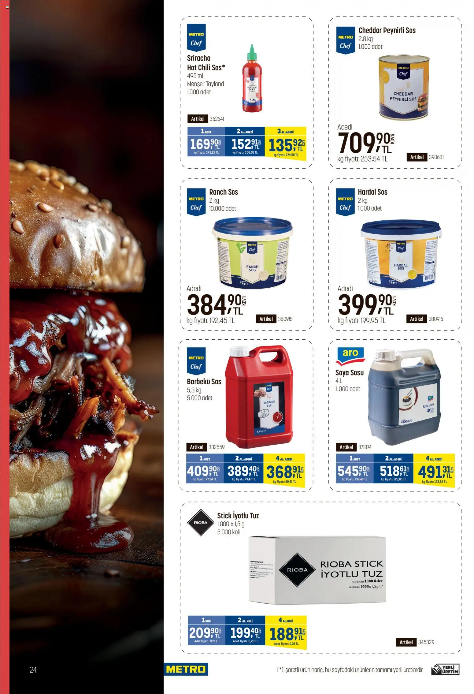 Metro - Fast Food Kataloğu - 18.03.2026 tarihinden itibaren geçerlidir | Sayfa: 24 | Ürünler: Hardal, Barbekü sos, Sos, Tuz