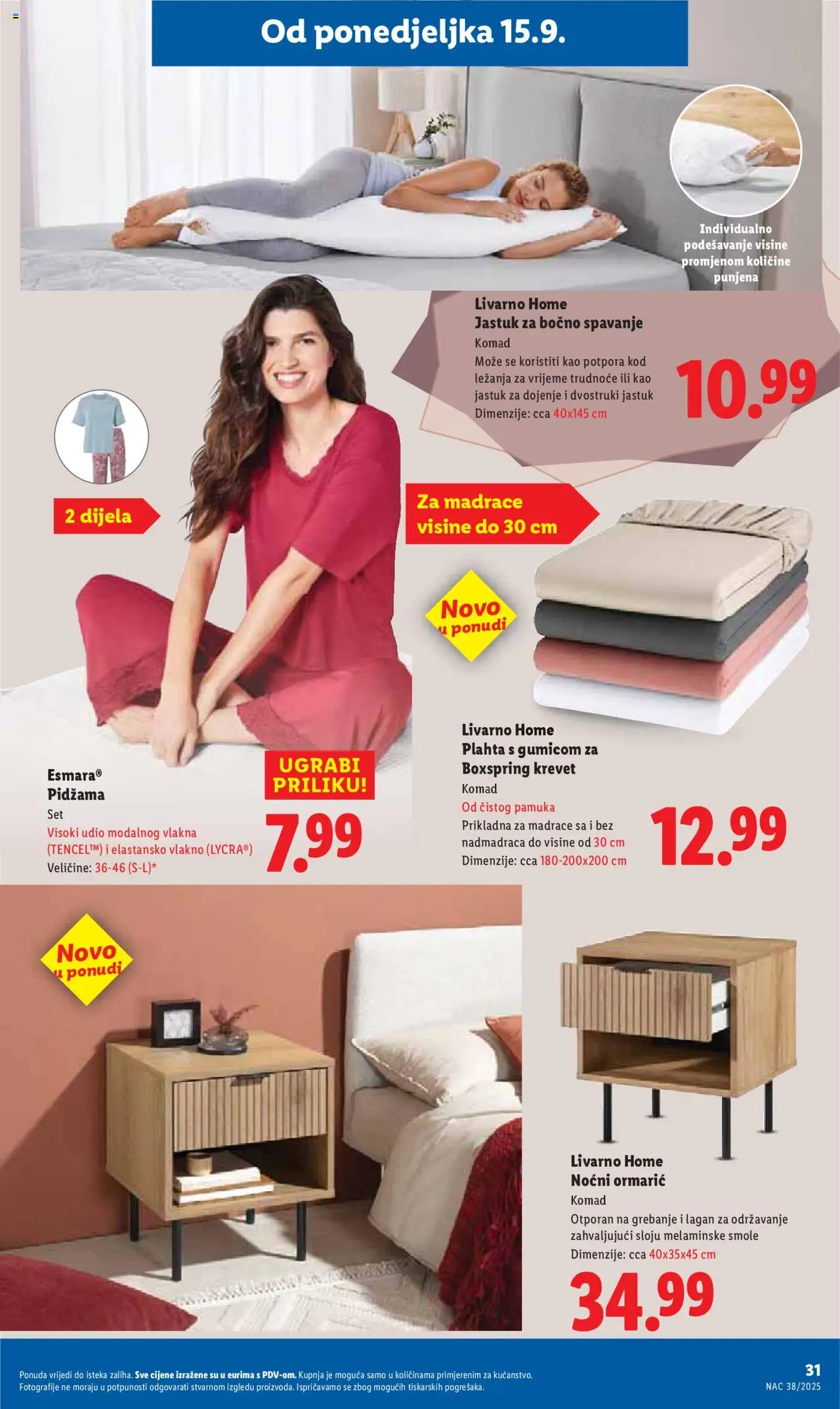 Lidl katalog | vrijedi od 15.09.2025 | Stranica: 31 | Proizvodi: Krevet, Jastuk, Plahta, Pidžama