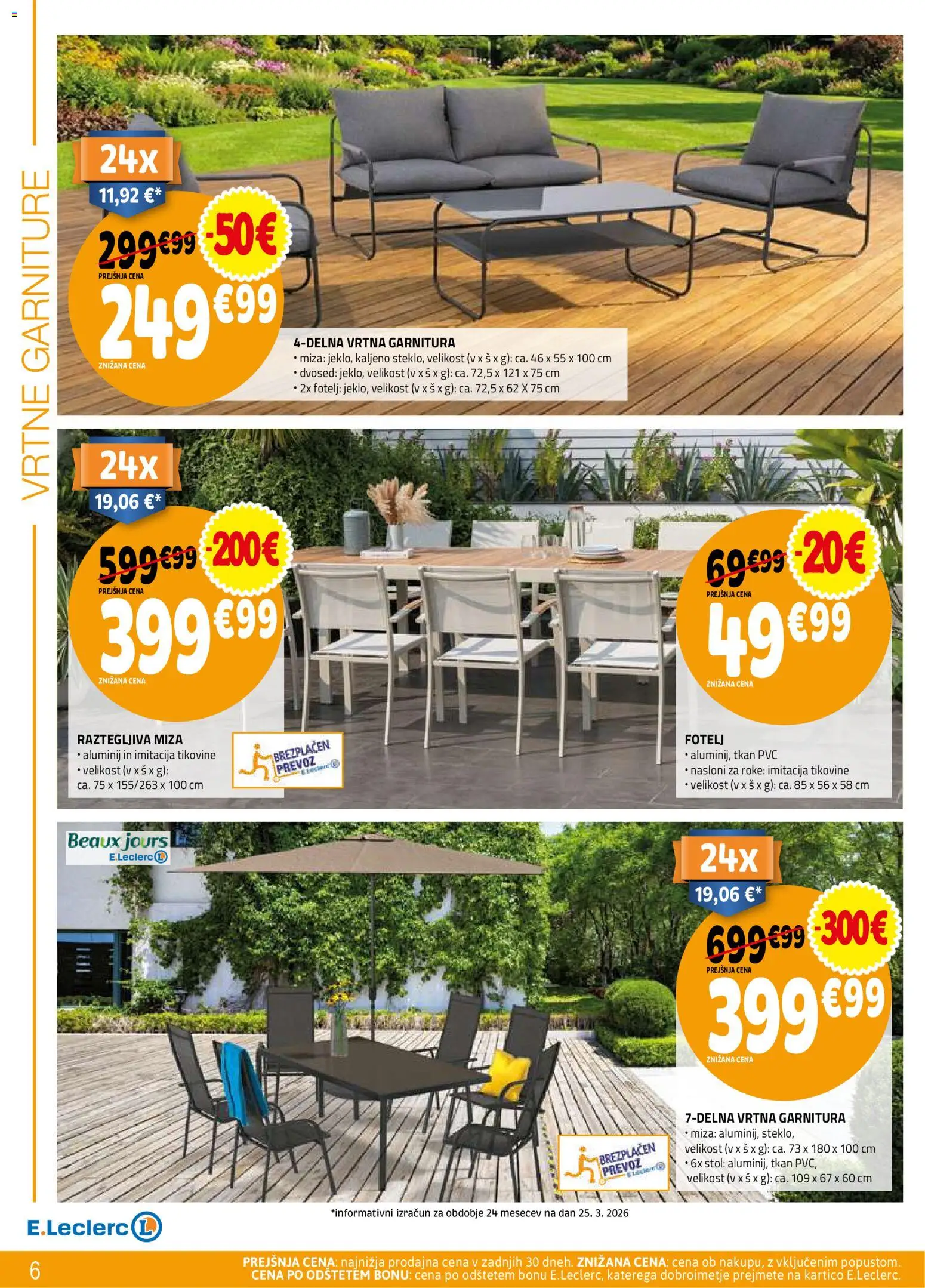 Novi E.leclerc katalog ponudbe – veljaven od 08.04.2026 | Stran: 6 | Izdelki: Vrtna garnitura, Fotelj, Miza, Stol