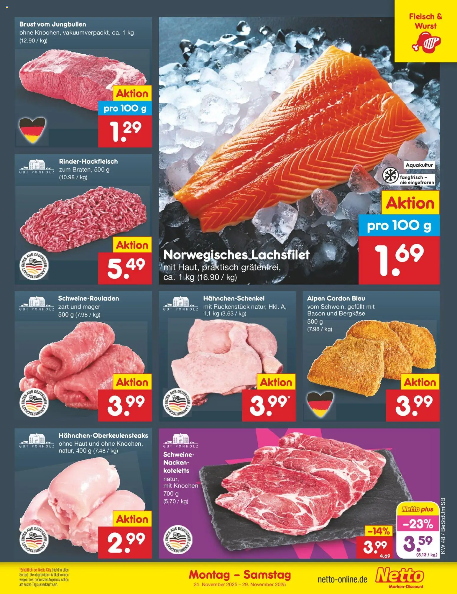 Netto Marken-Discount - Black Friday – gültig ab 24.11.2025 | Seite: 11 | Produkte: Hahnchenschenkel, Wurst, Fleisch